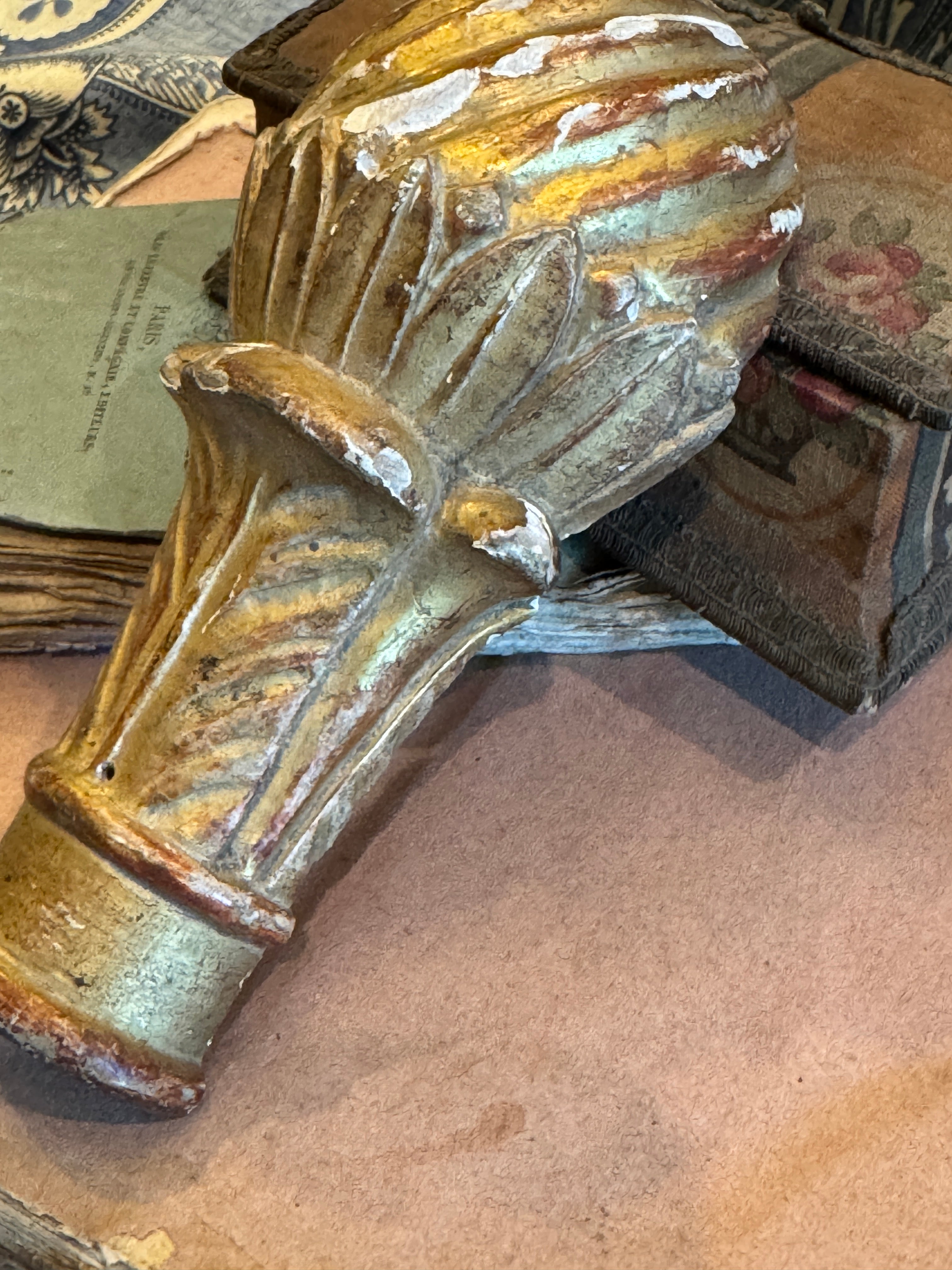 1800s French Gilt Wood Fragment