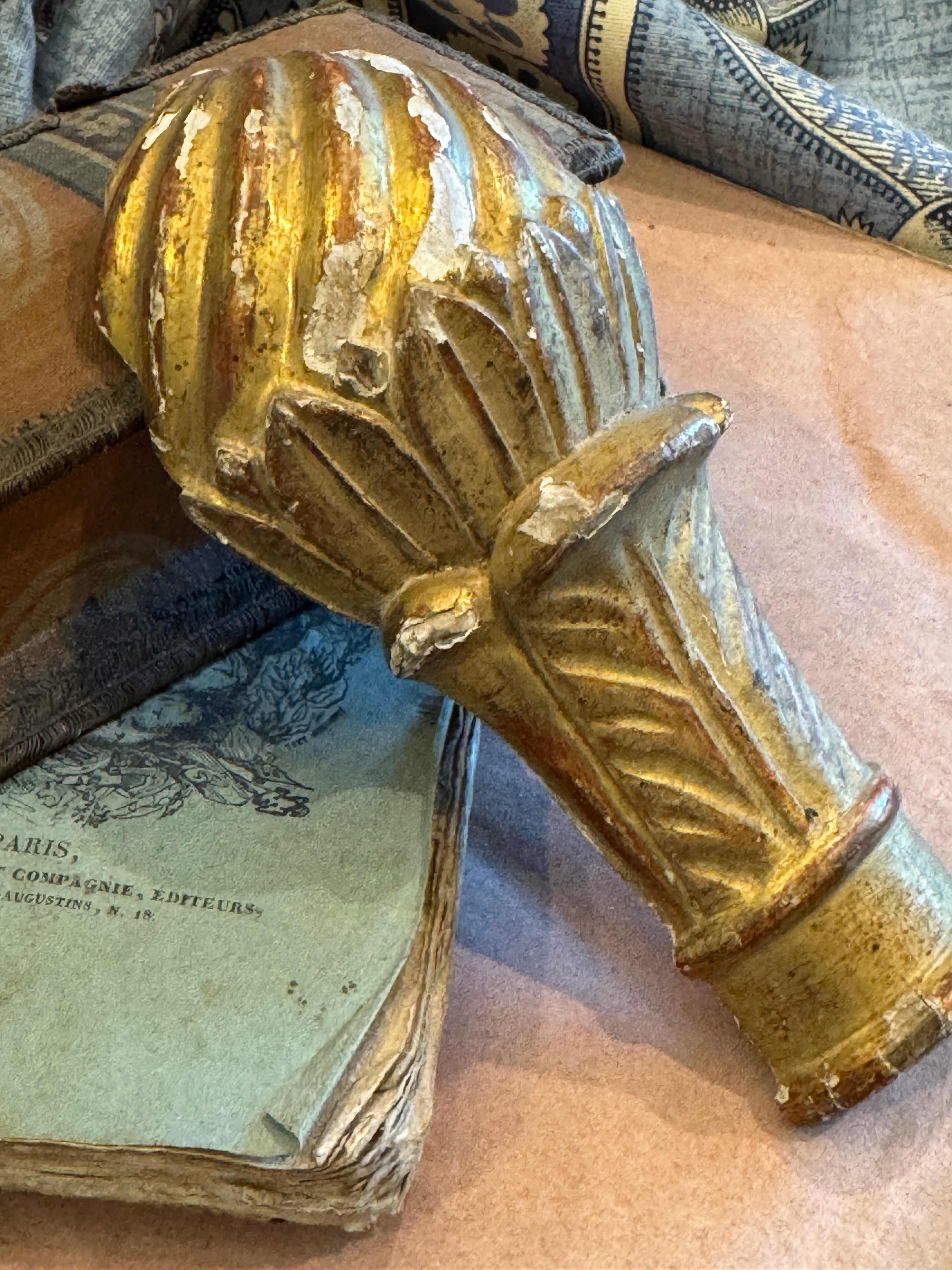 1800s French Gilt Wood Fragment