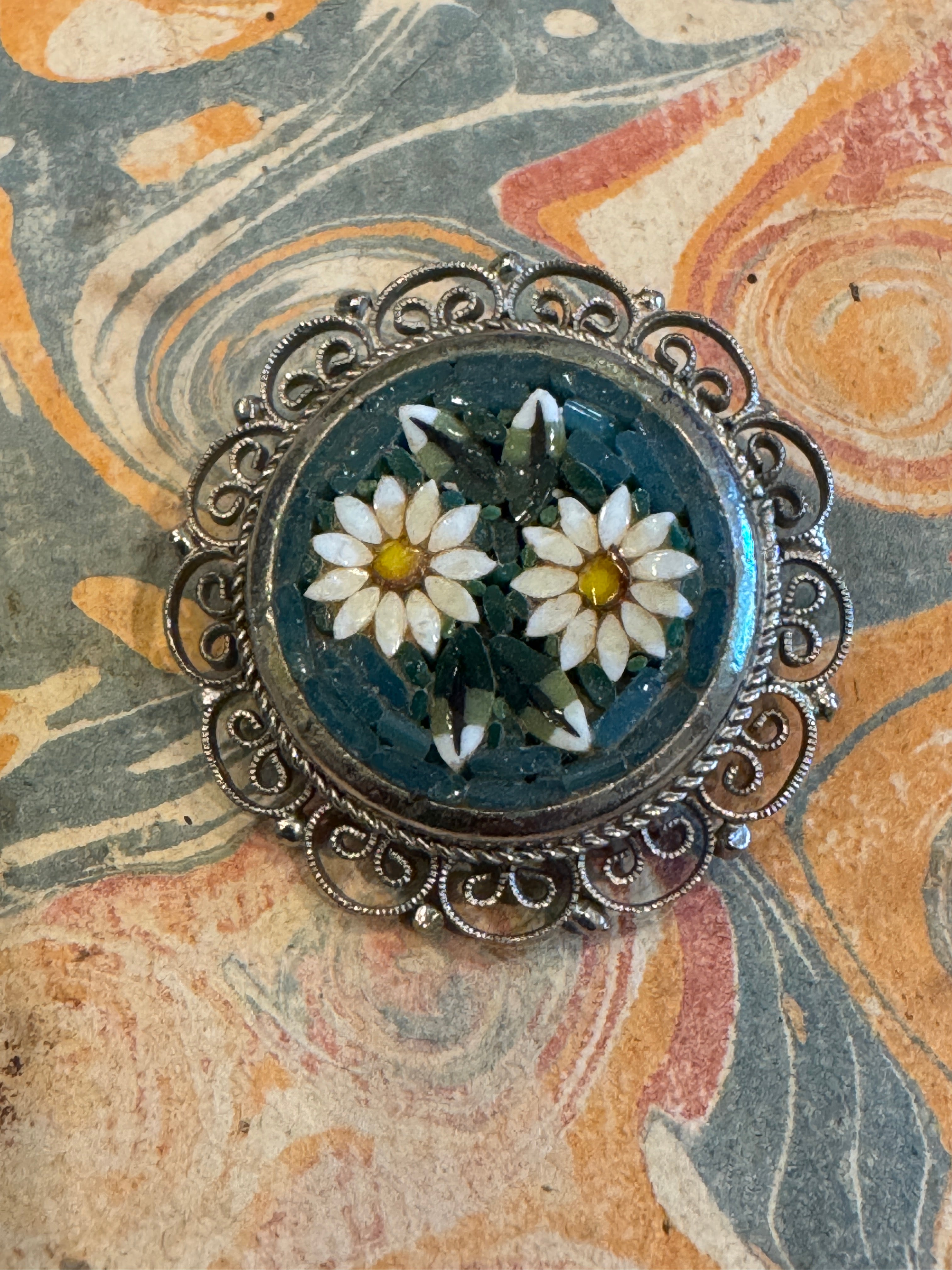 Vintage Millefiori Micro Mosaic Italian Brooch