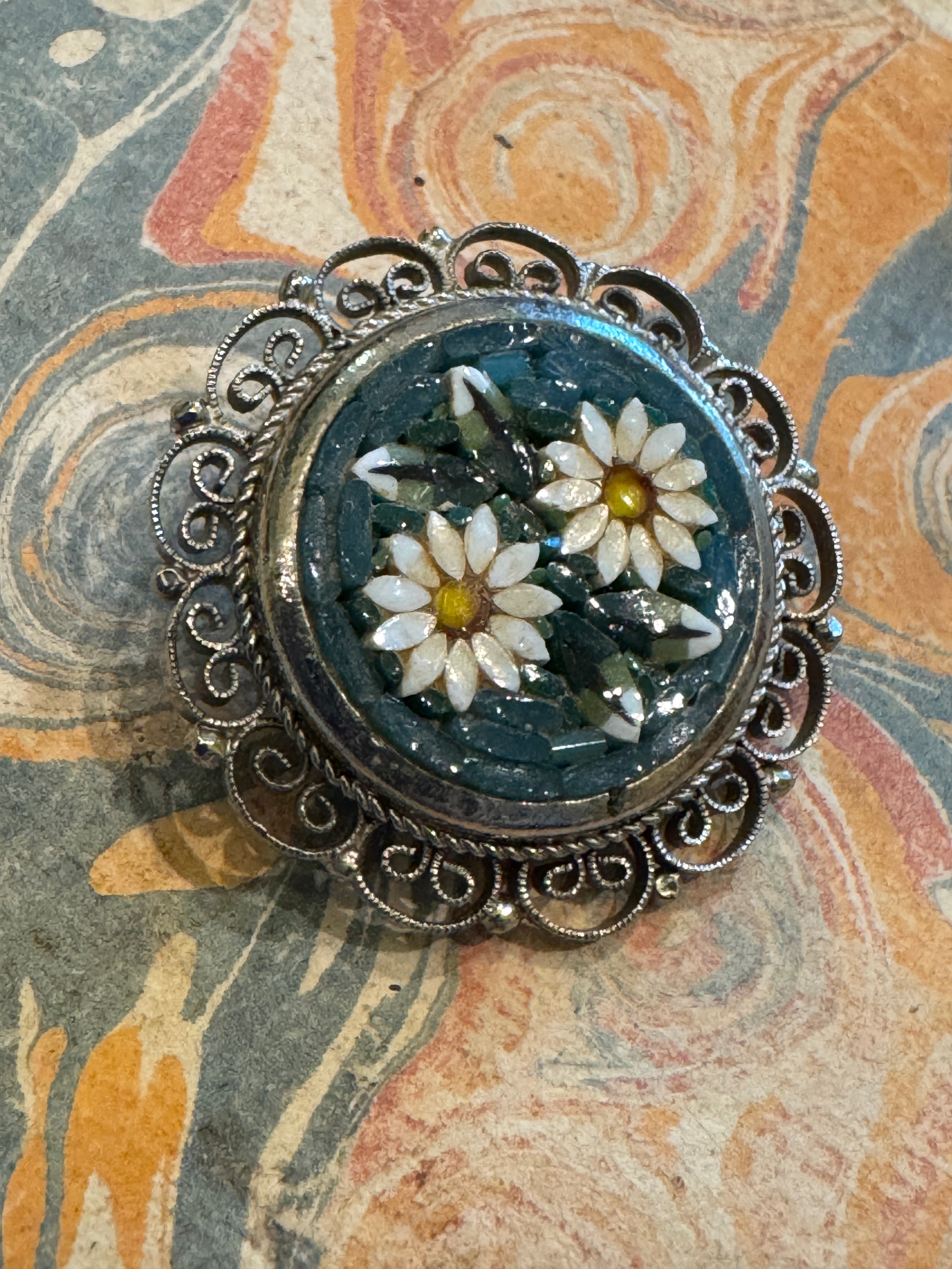 Vintage Millefiori Micro Mosaic Italian Brooch