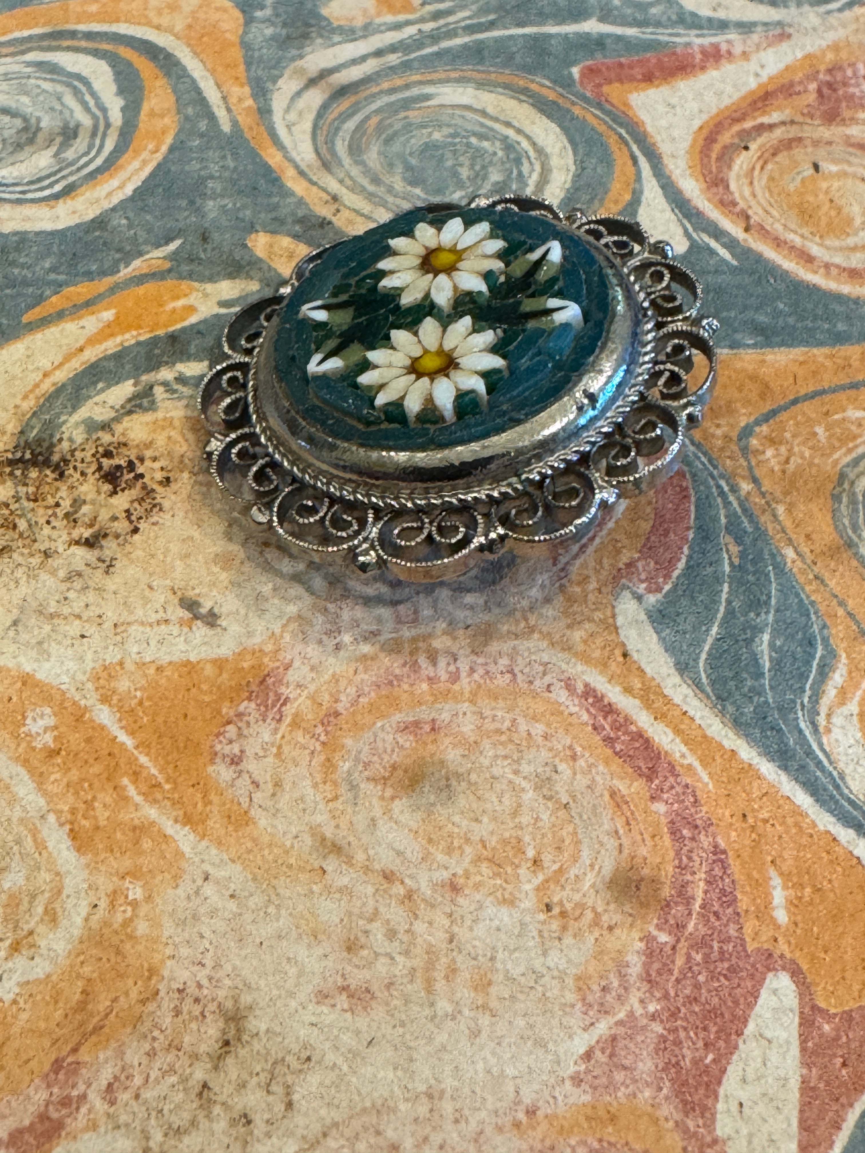 Vintage Millefiori Micro Mosaic Italian Brooch