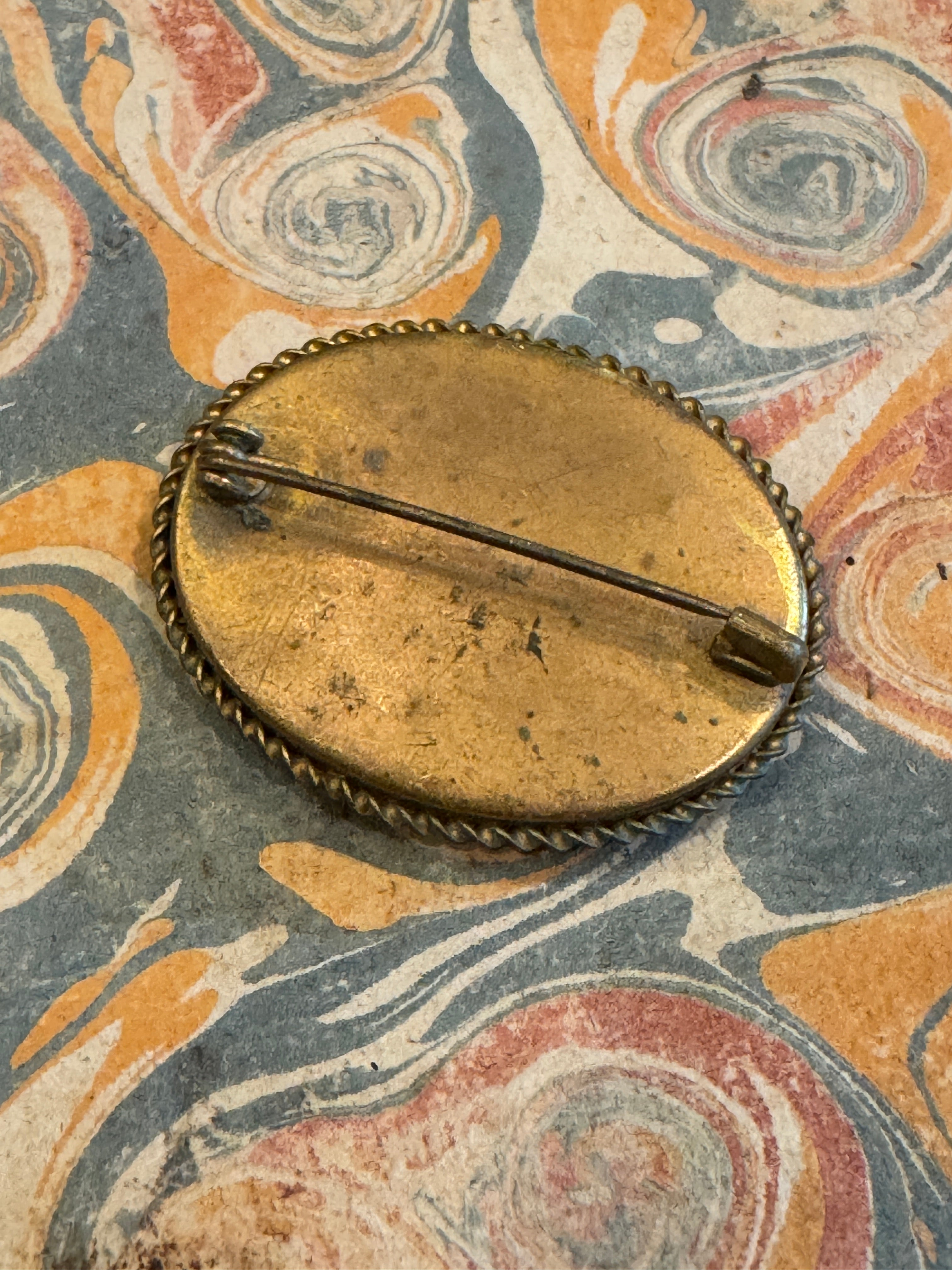 Vintage Millefiori Micro Mosaic Italian Oval Brooch