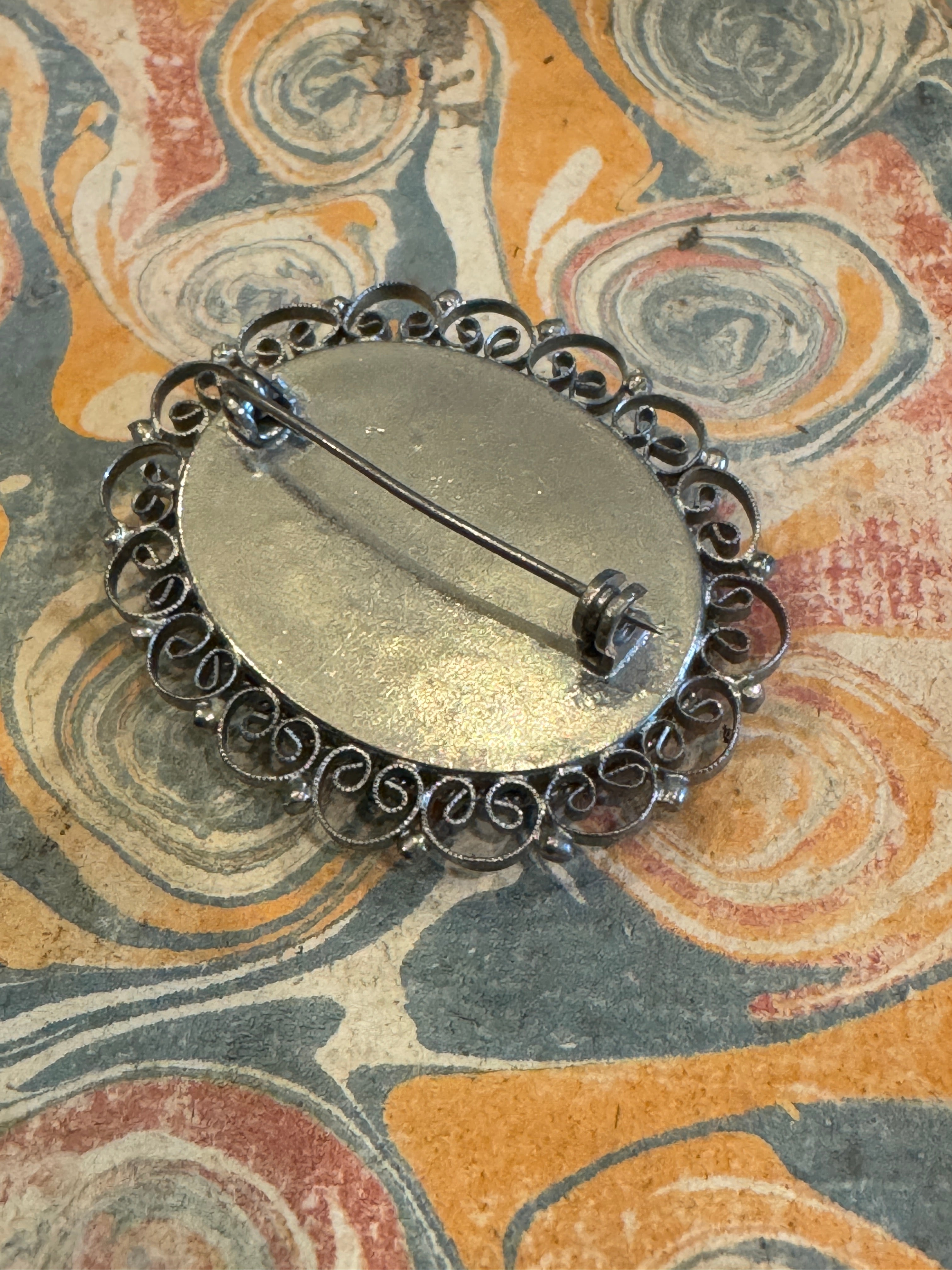 Vintage Millefiori Micro Mosaic Italian Oval Brooch