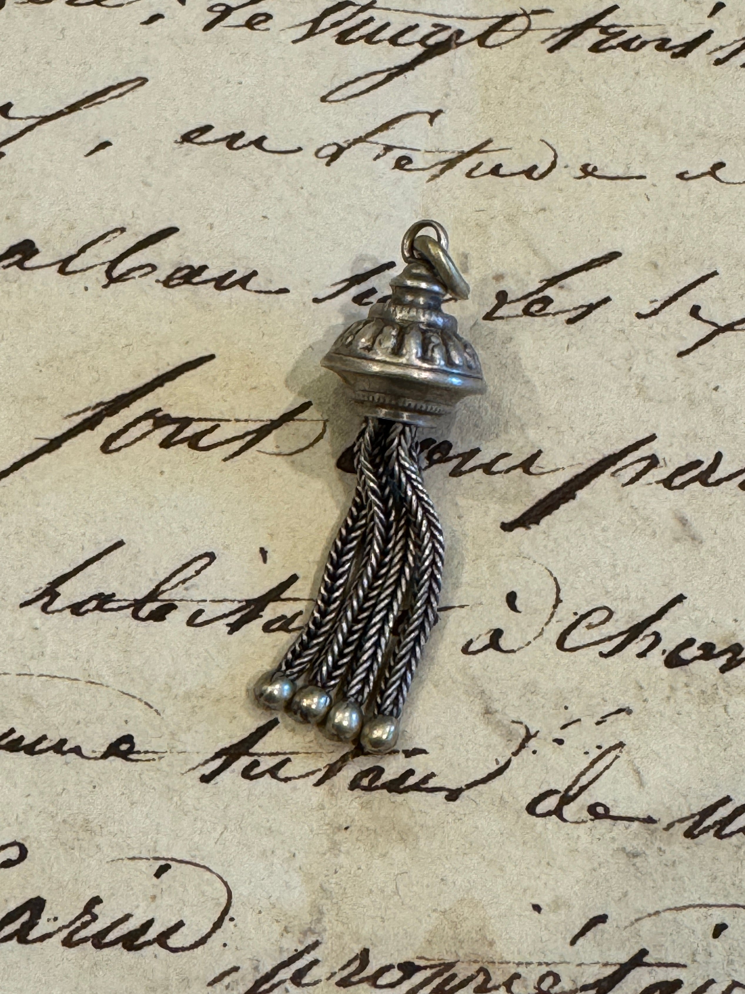 Antique Edwardian White Metal Tassel