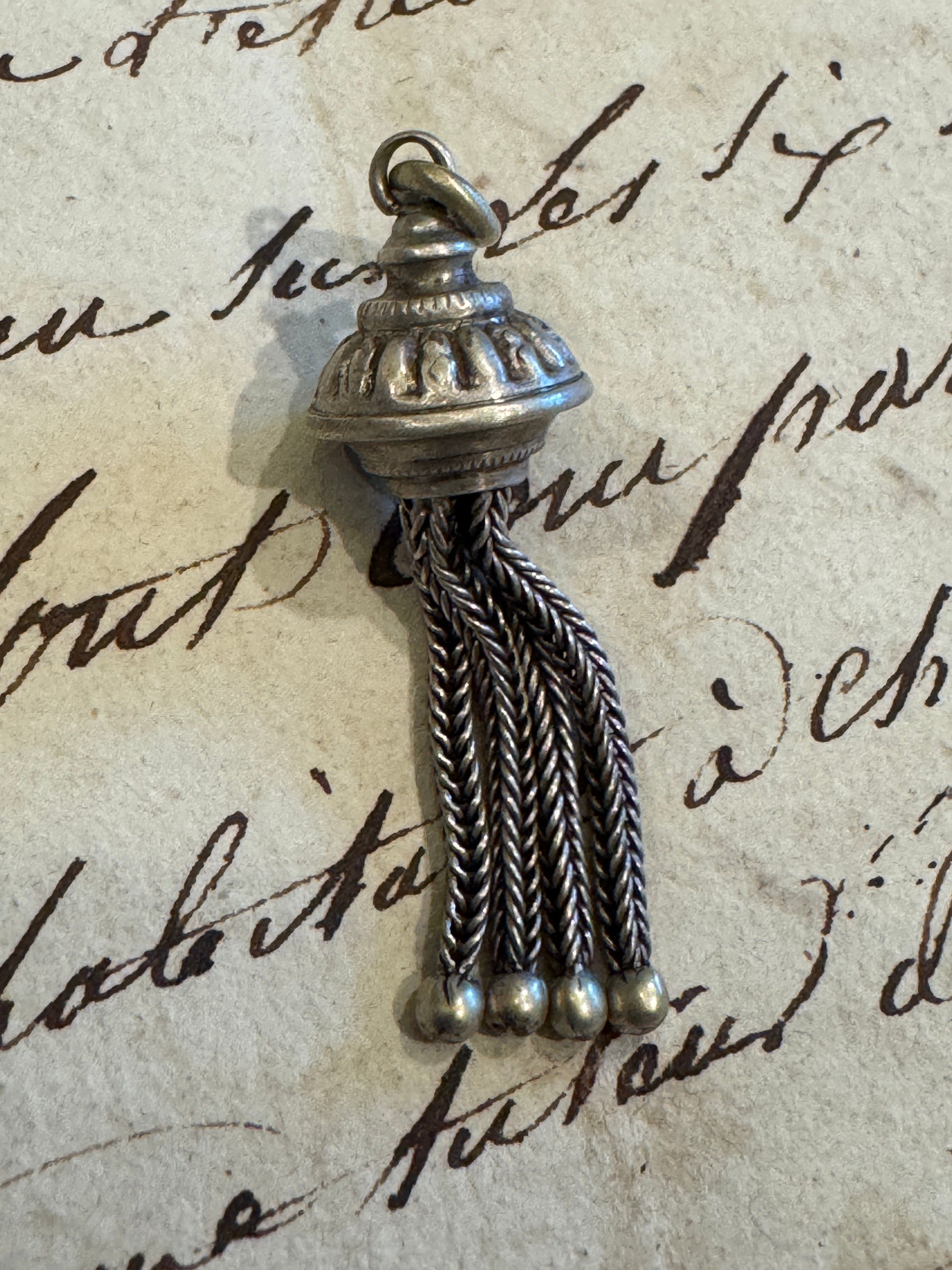 Antique Edwardian White Metal Tassel