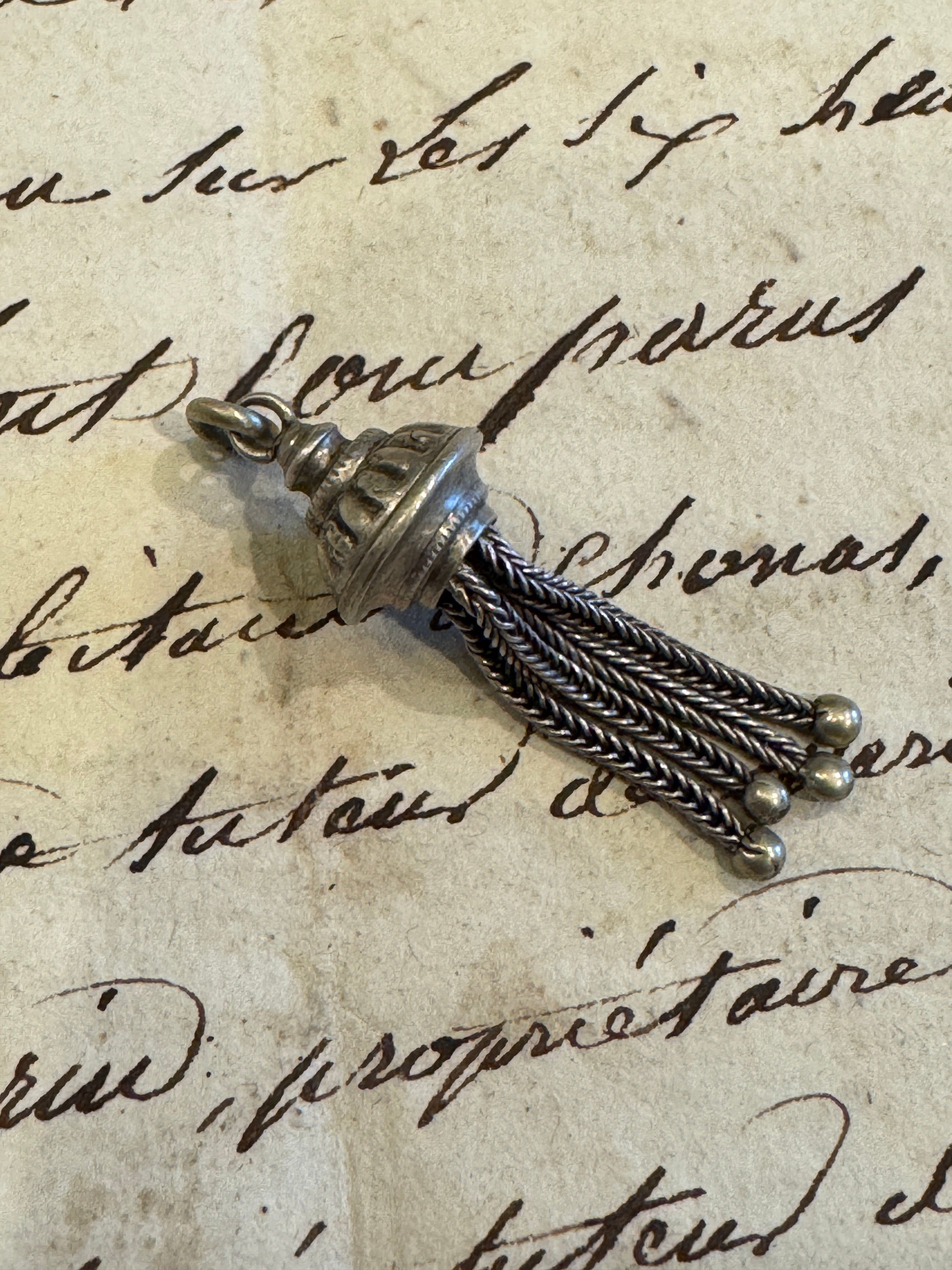 Antique Edwardian White Metal Tassel
