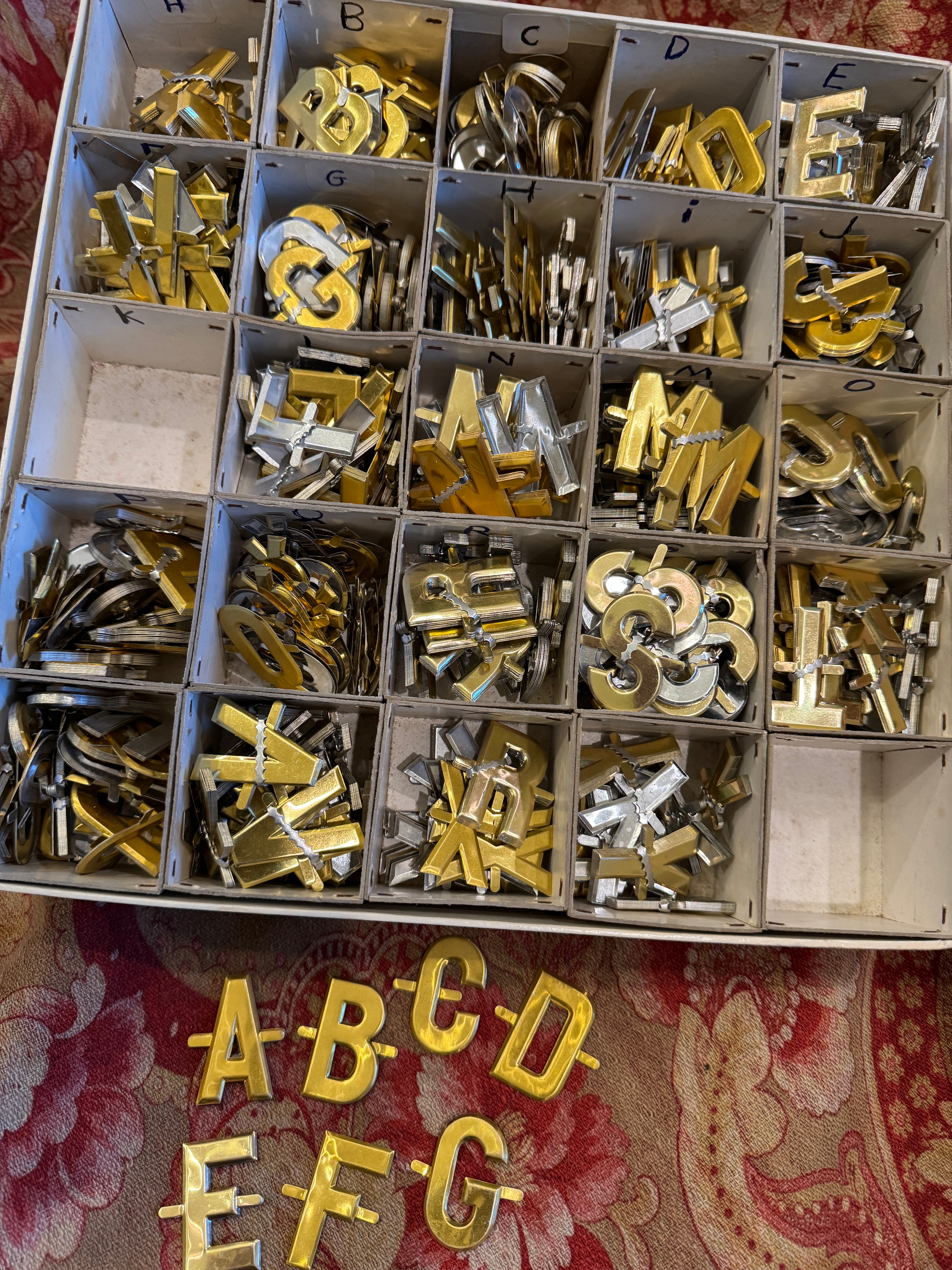 Antique French 1.5" Metal Florist letters - Findings from France