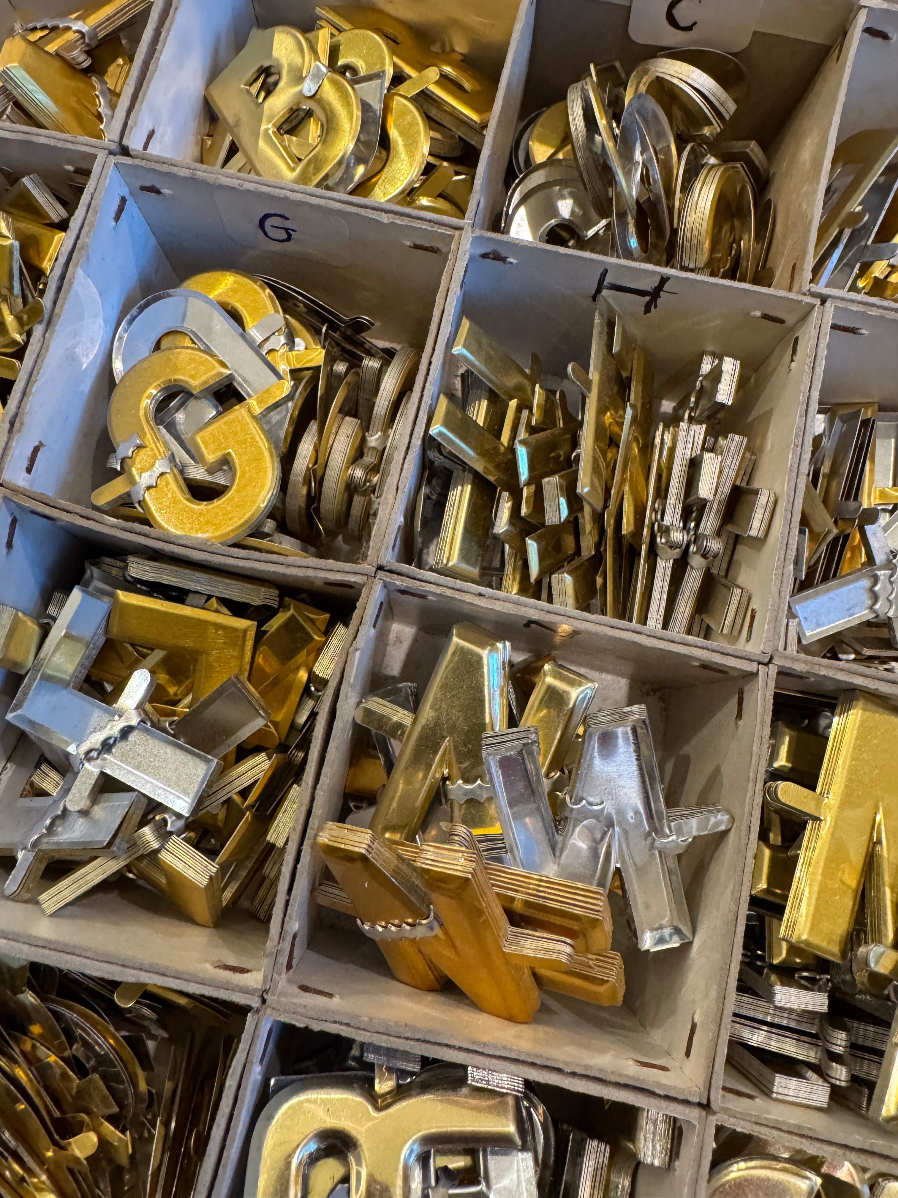 Antique French 1.5" Metal Florist letters - Findings from France