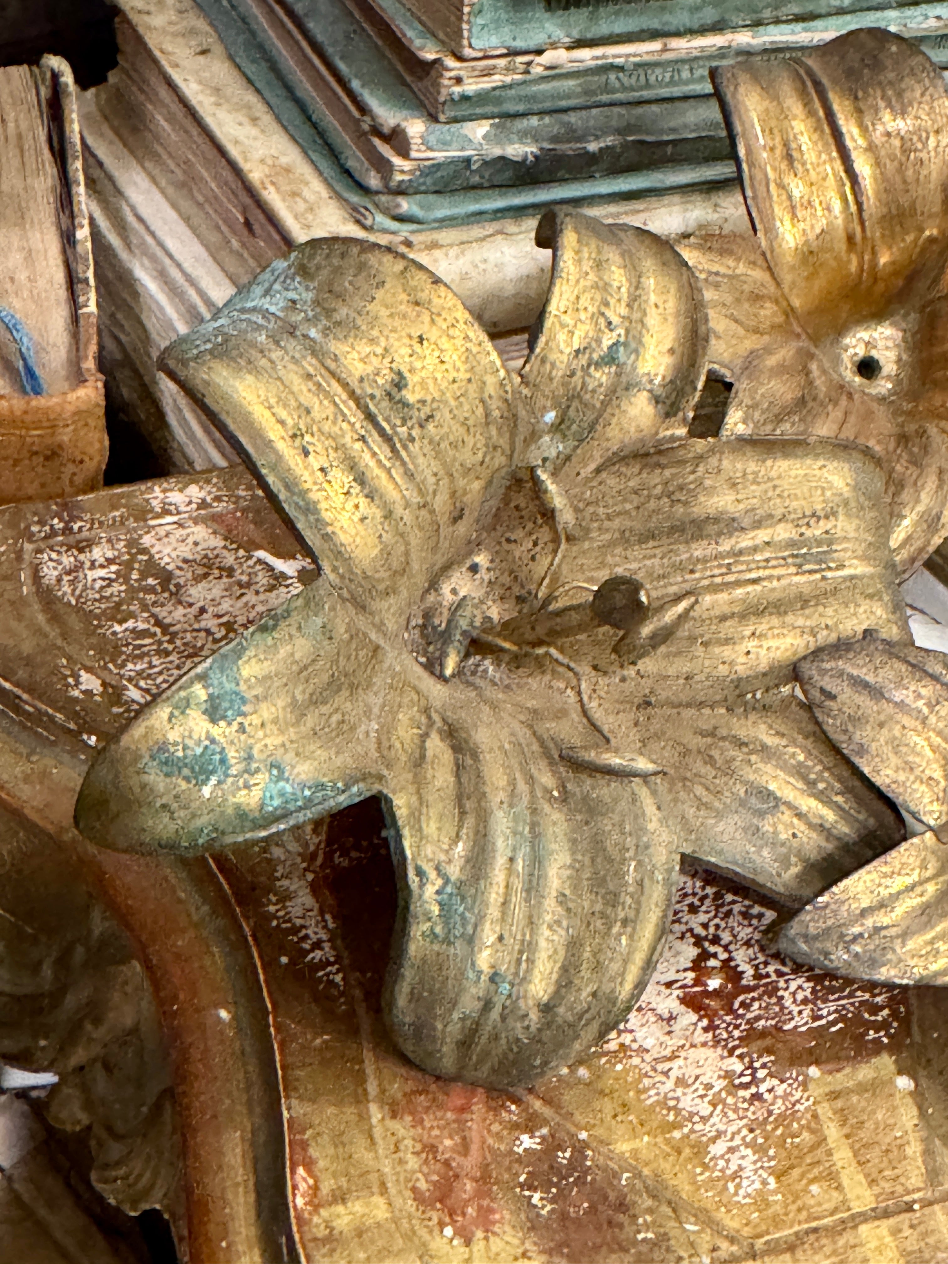 Antique 1800s French Ormolu Flowers - Set/4