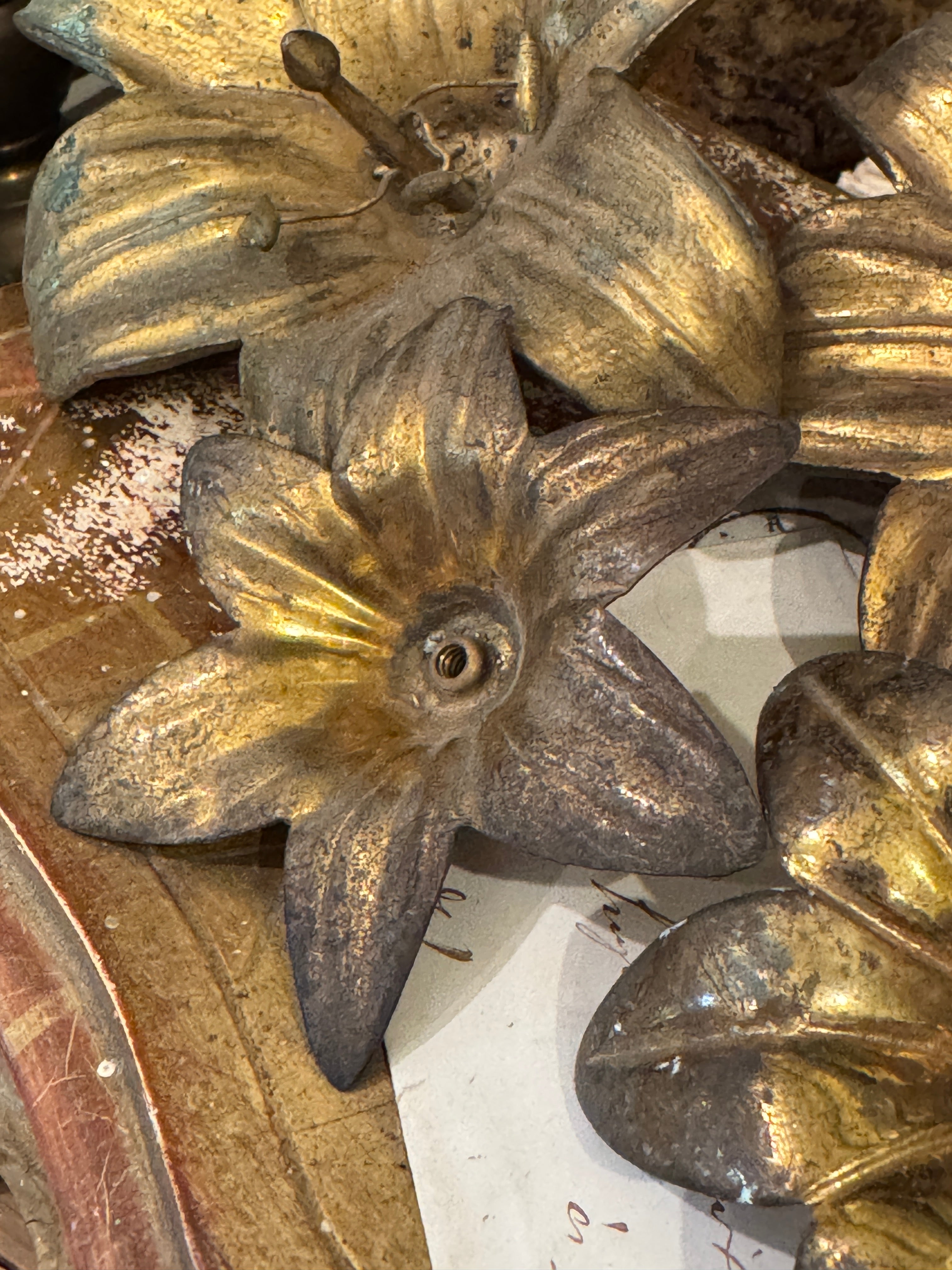 Antique 1800s French Ormolu Flowers - Set/4