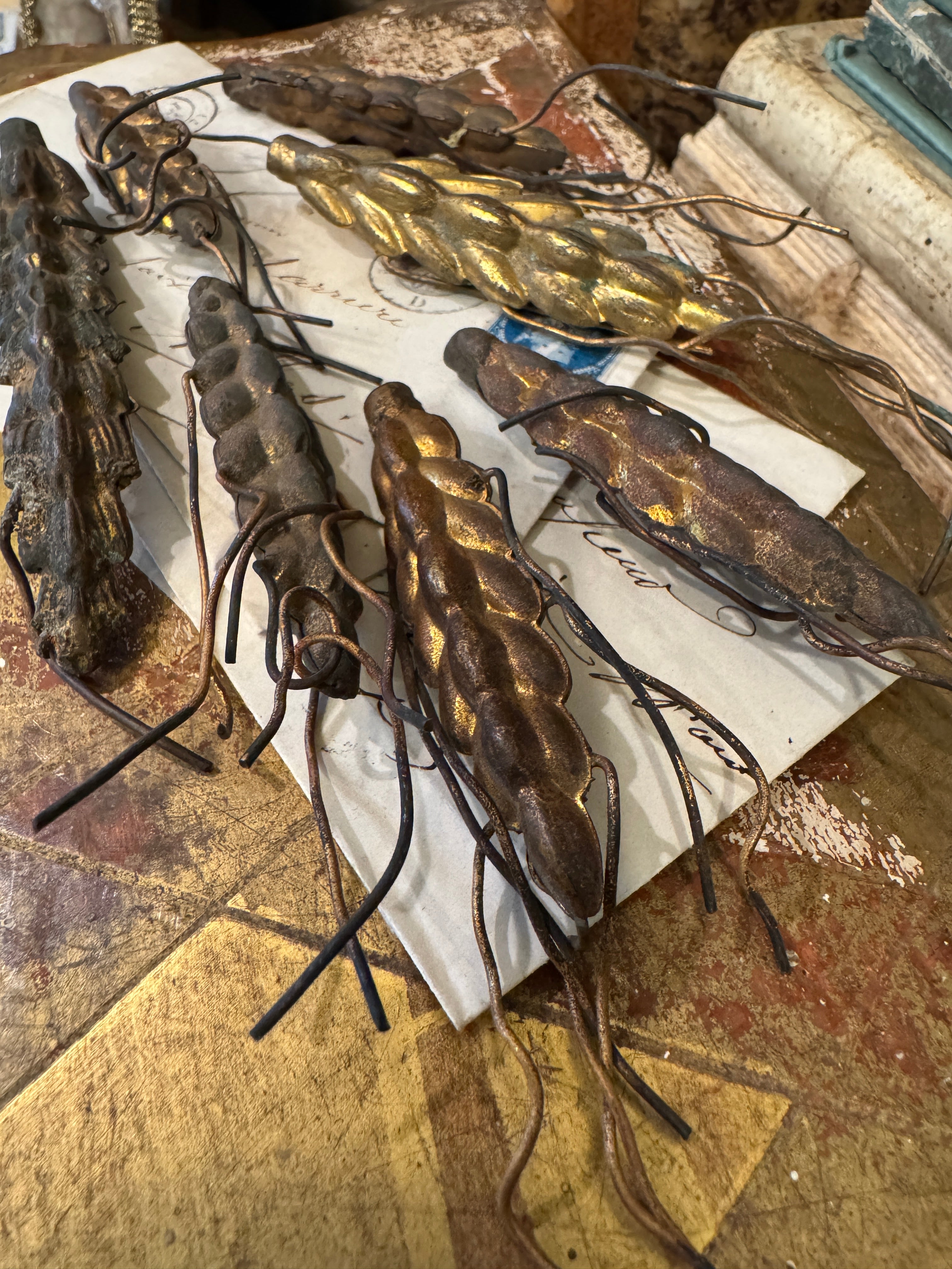 Antique 1800s French Ormolu Corn - Set/7