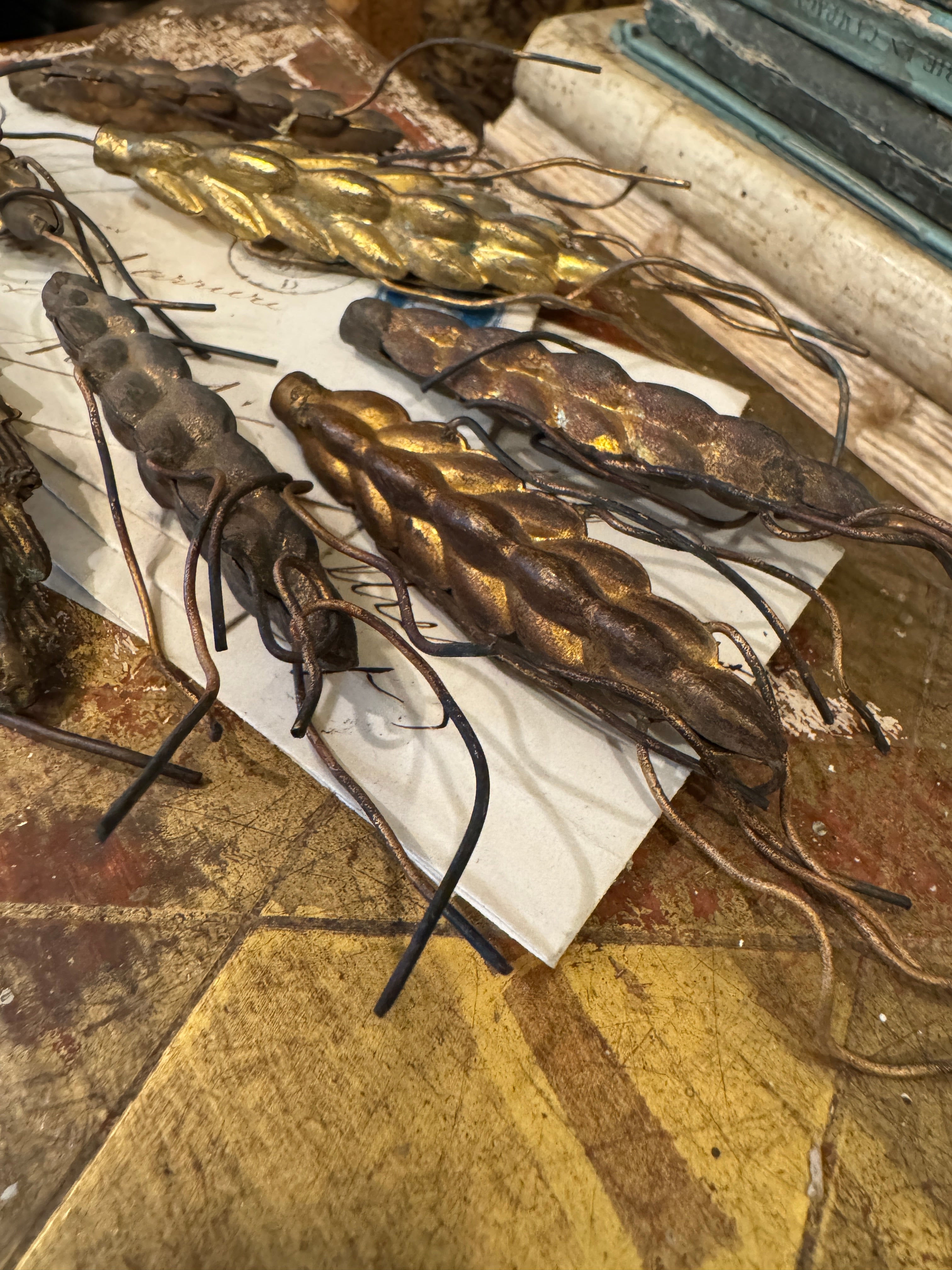 Antique 1800s French Ormolu Corn - Set/7