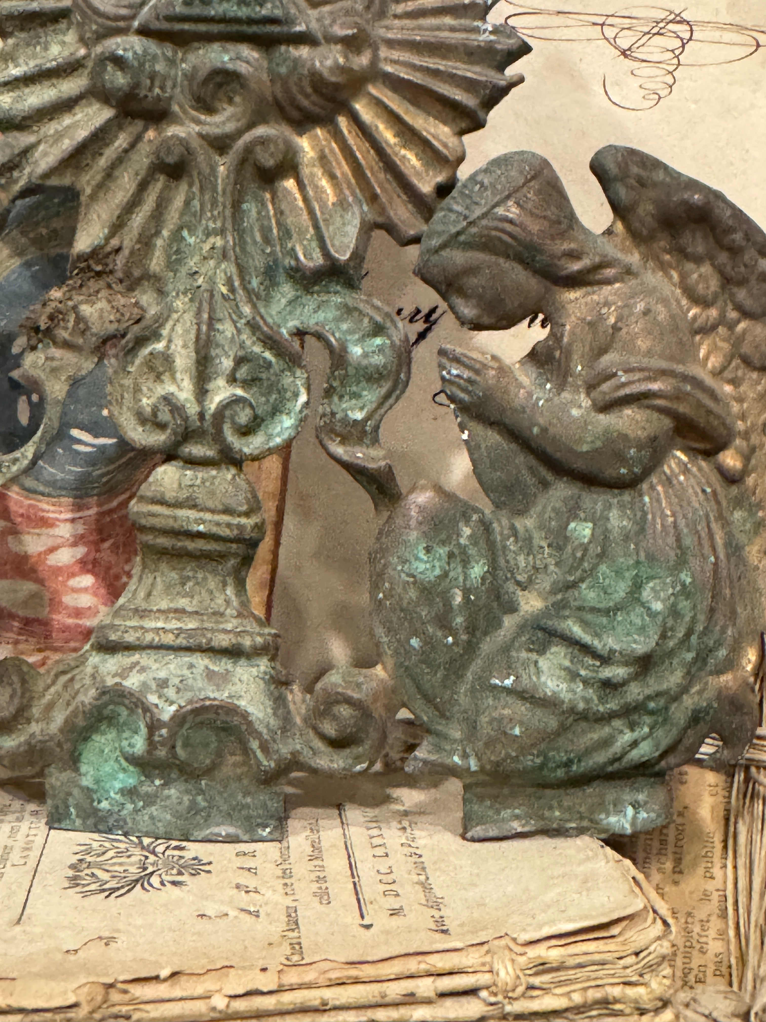 Antique French Repousse Tole Angels