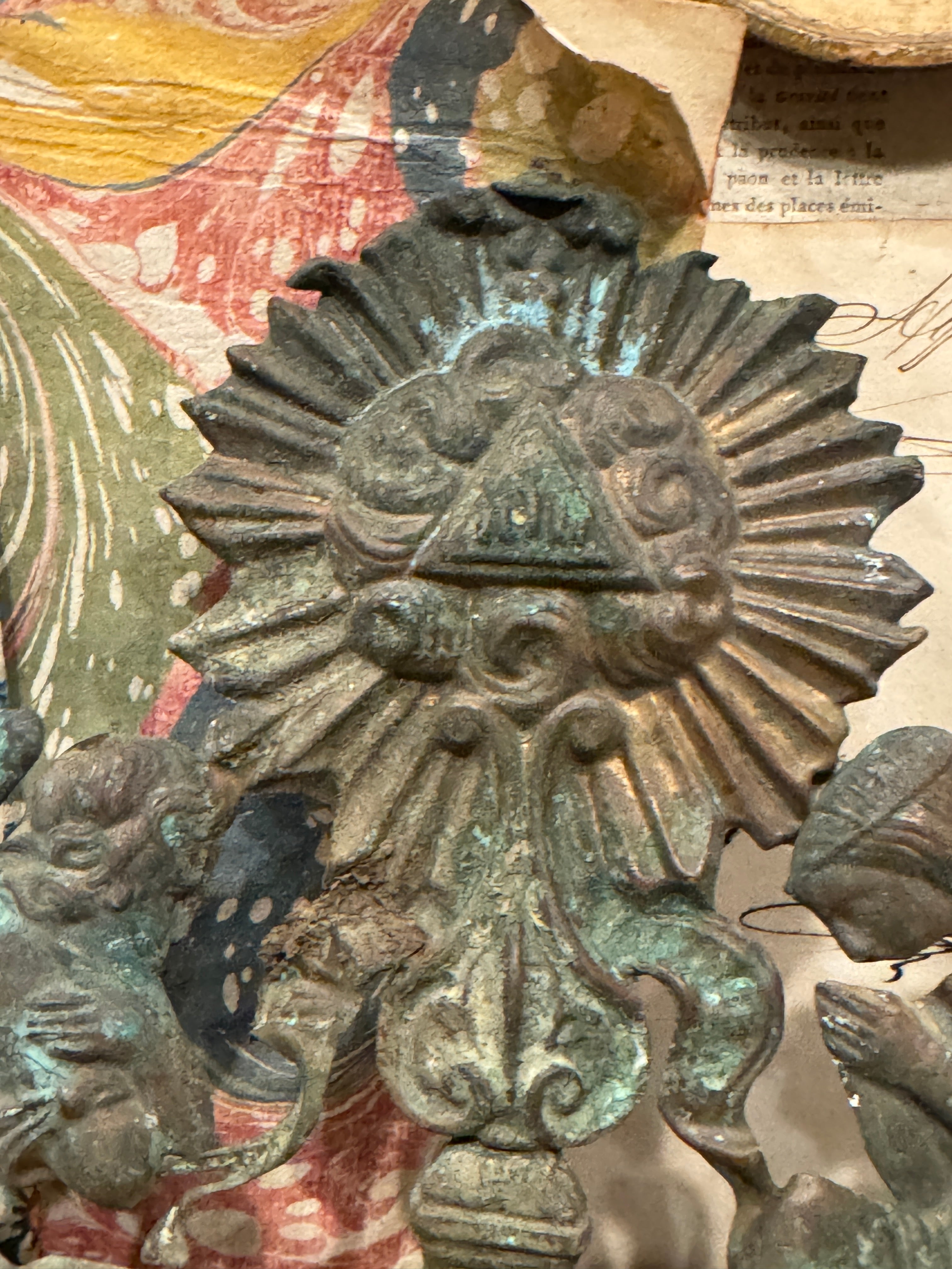 Antique French Repousse Tole Angels