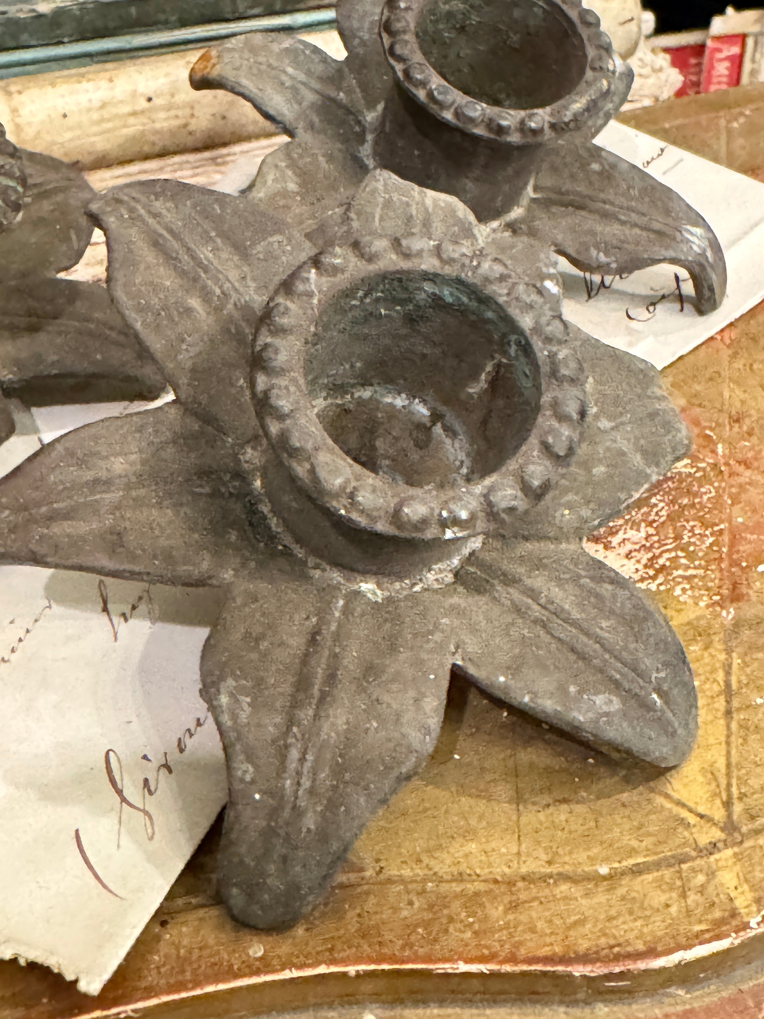 Antique 1800s French Ormolu Daffodil Flower Candle Holders - Set/3