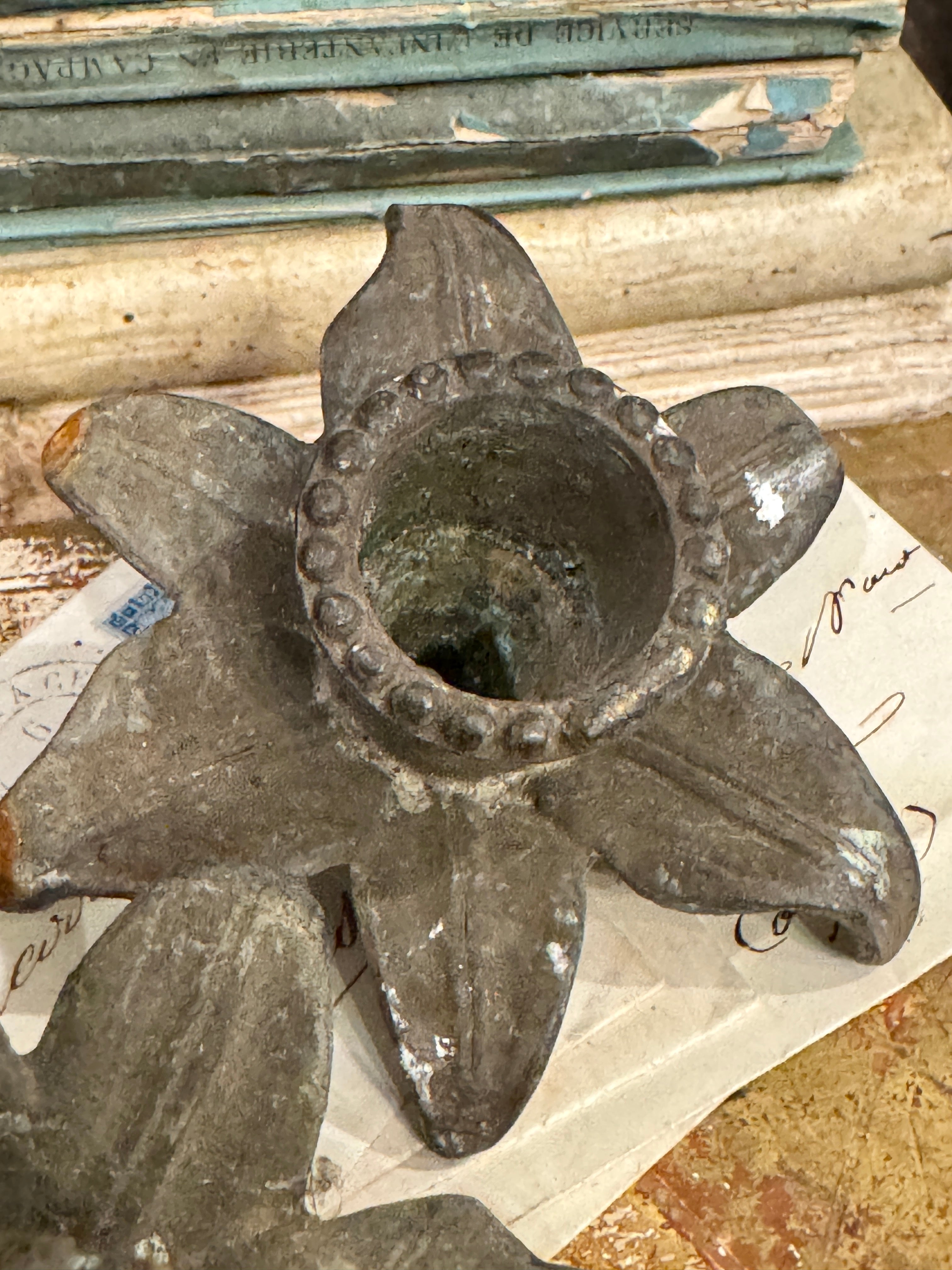 Antique 1800s French Ormolu Daffodil Flower Candle Holders - Set/3