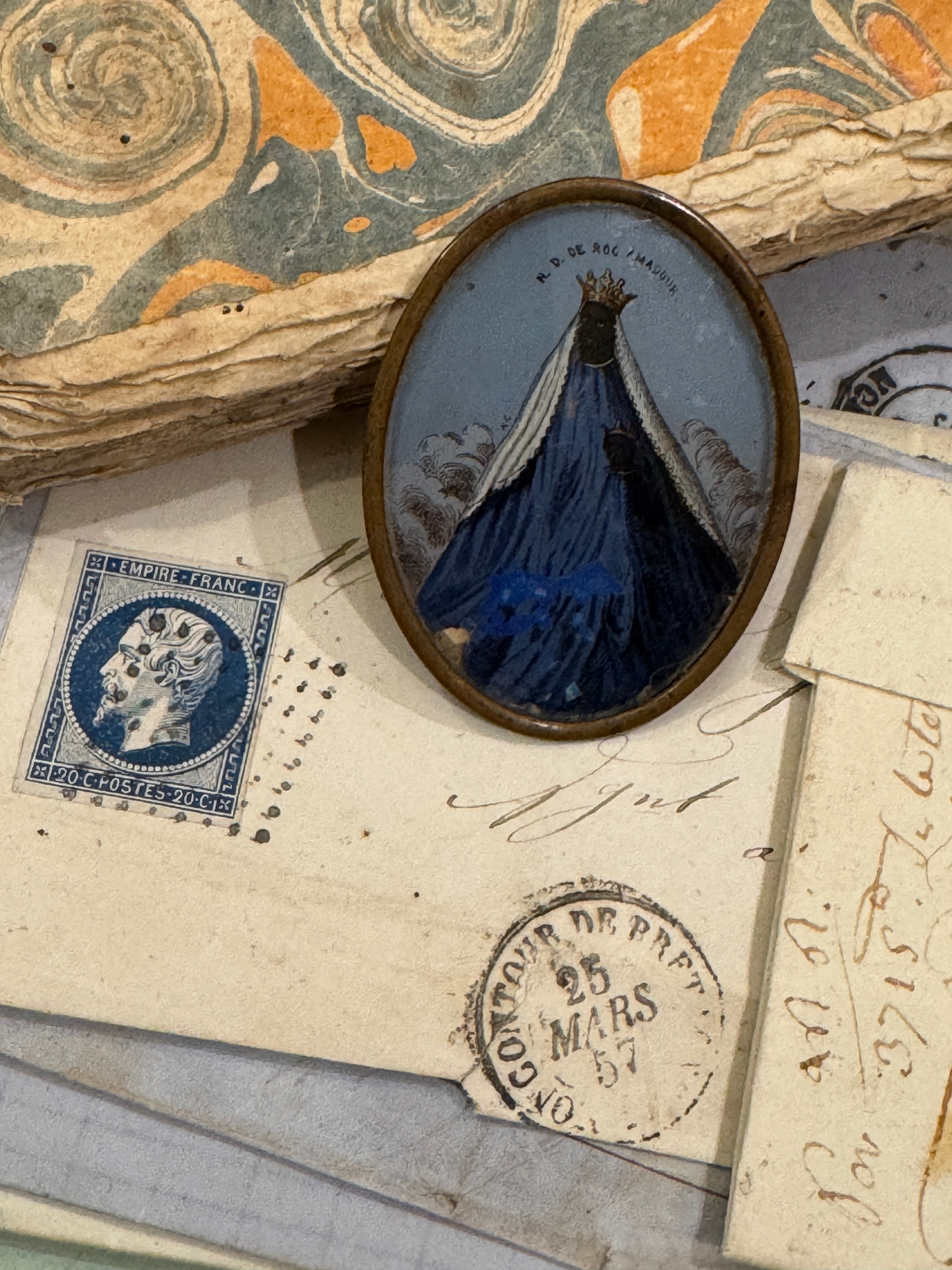 Antique 1800s French Painted Glass Miniature