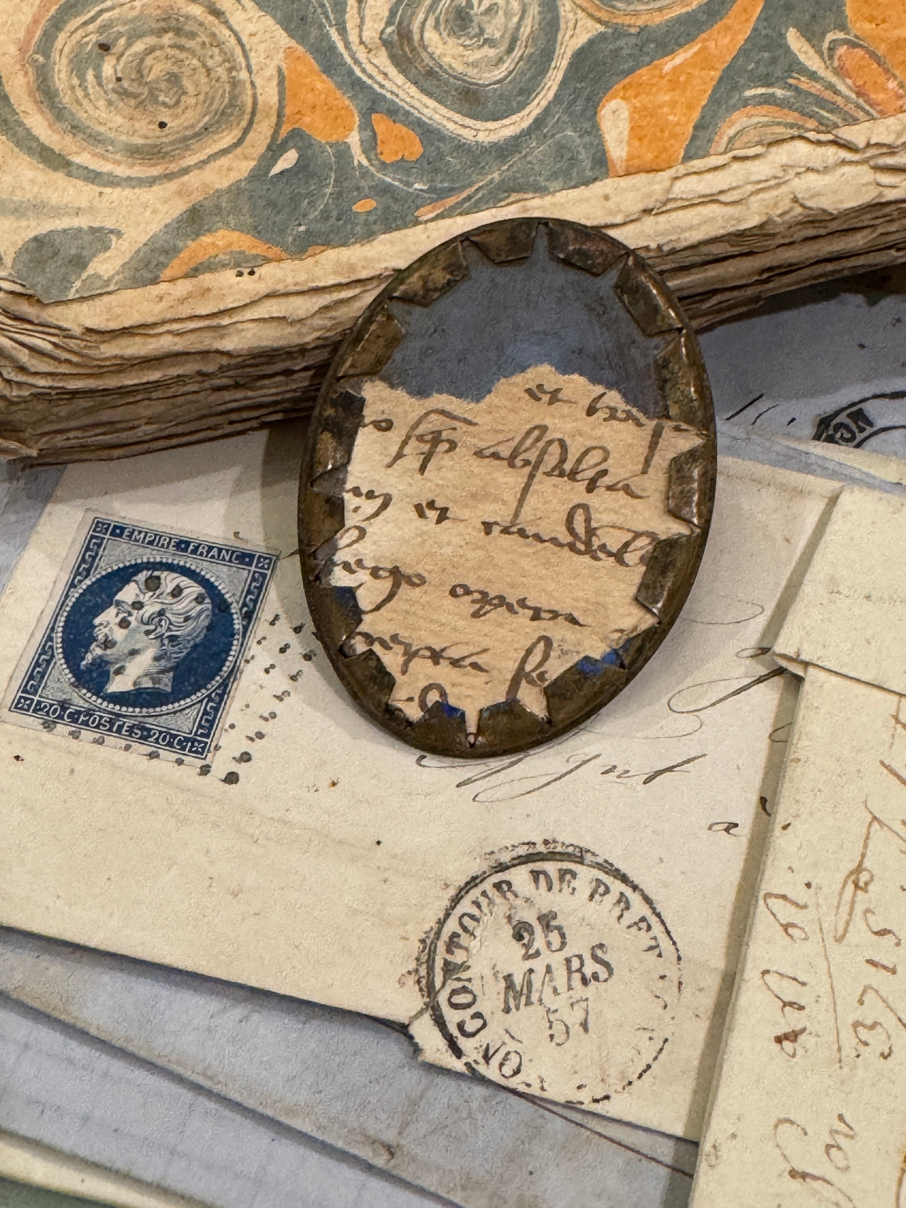 Antique 1800s French Painted Glass Miniature