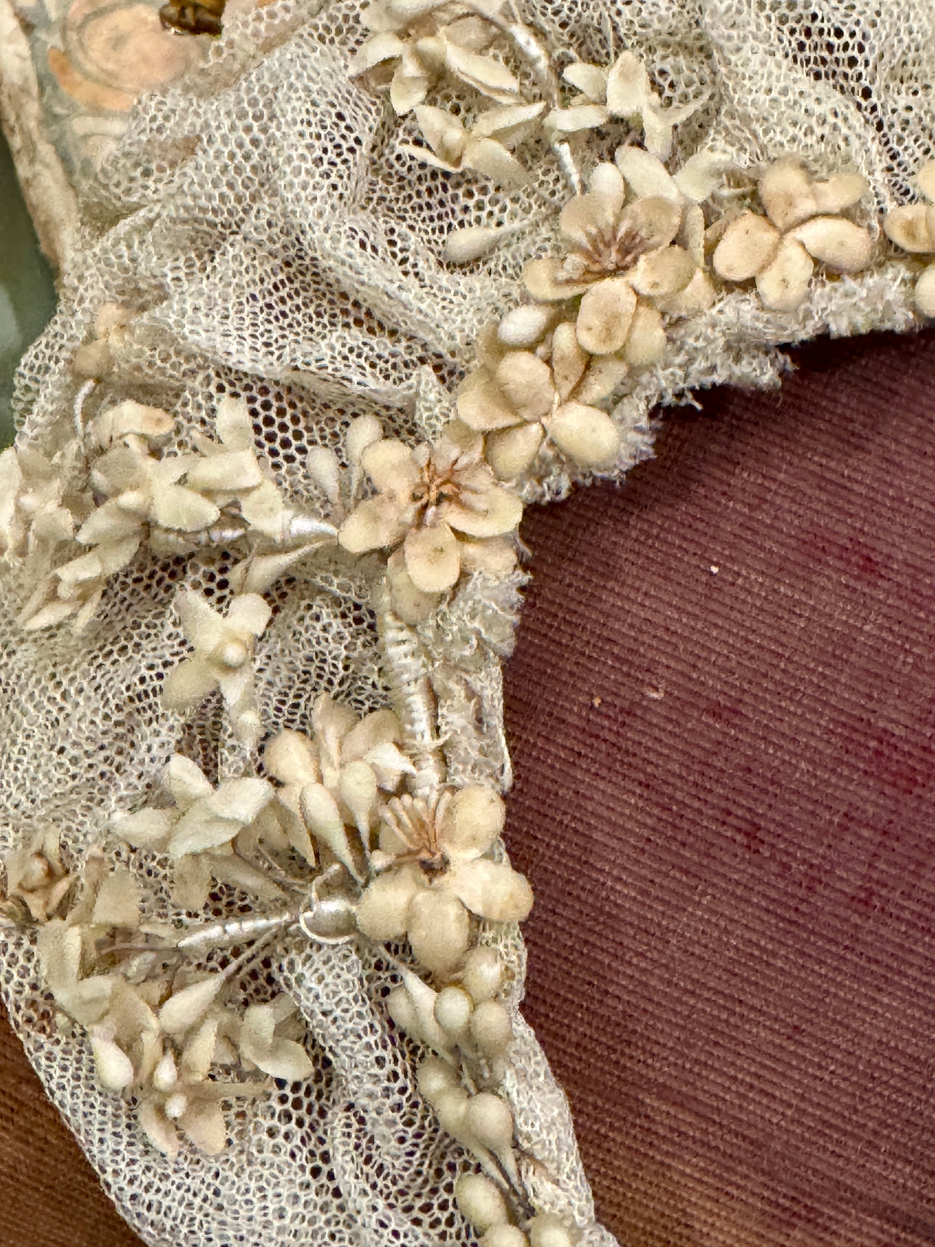 Antique Early 1800s French Tulle Wedding Crown or Hairpiece