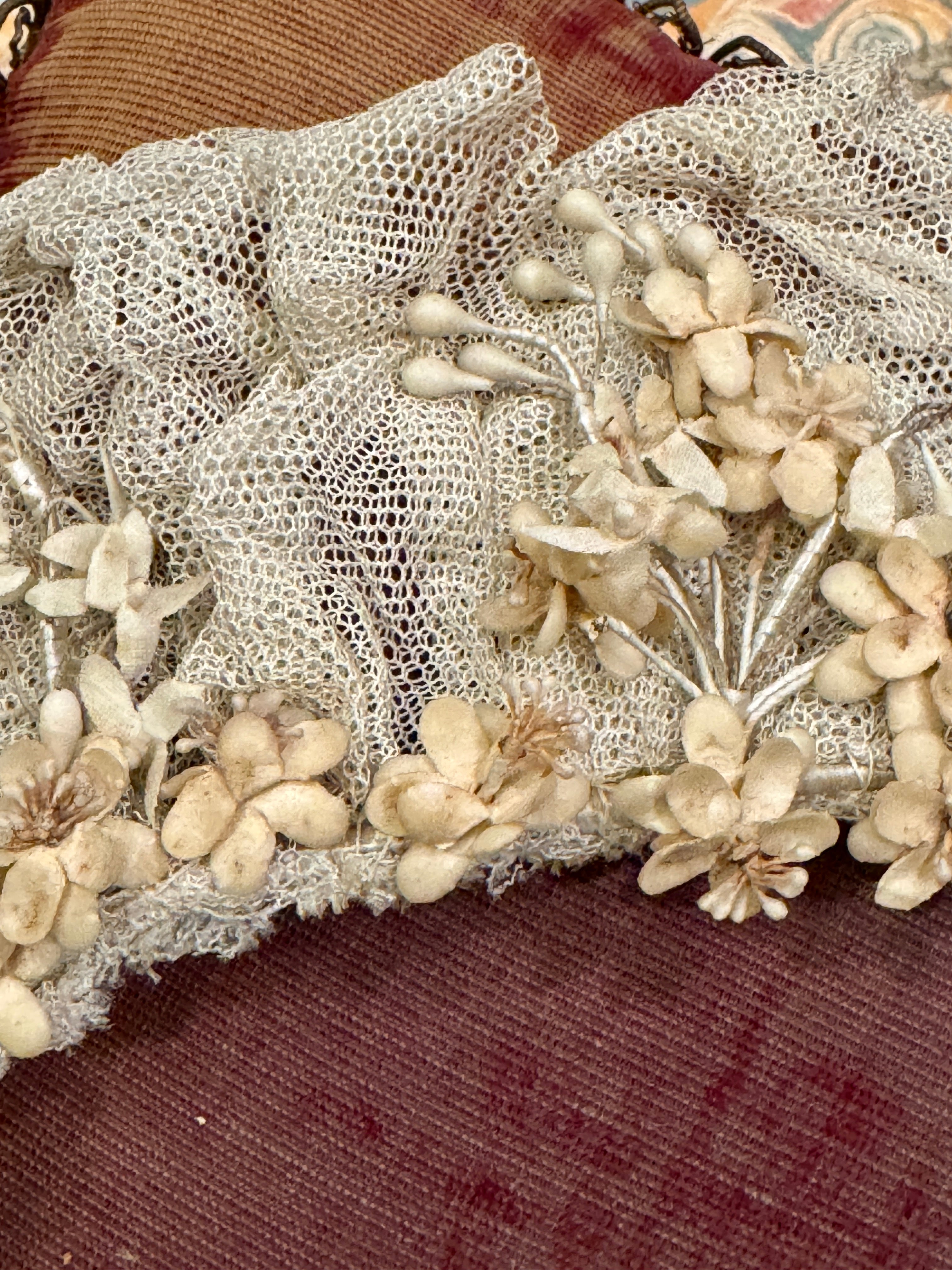 Antique Early 1800s French Tulle Wedding Crown or Hairpiece