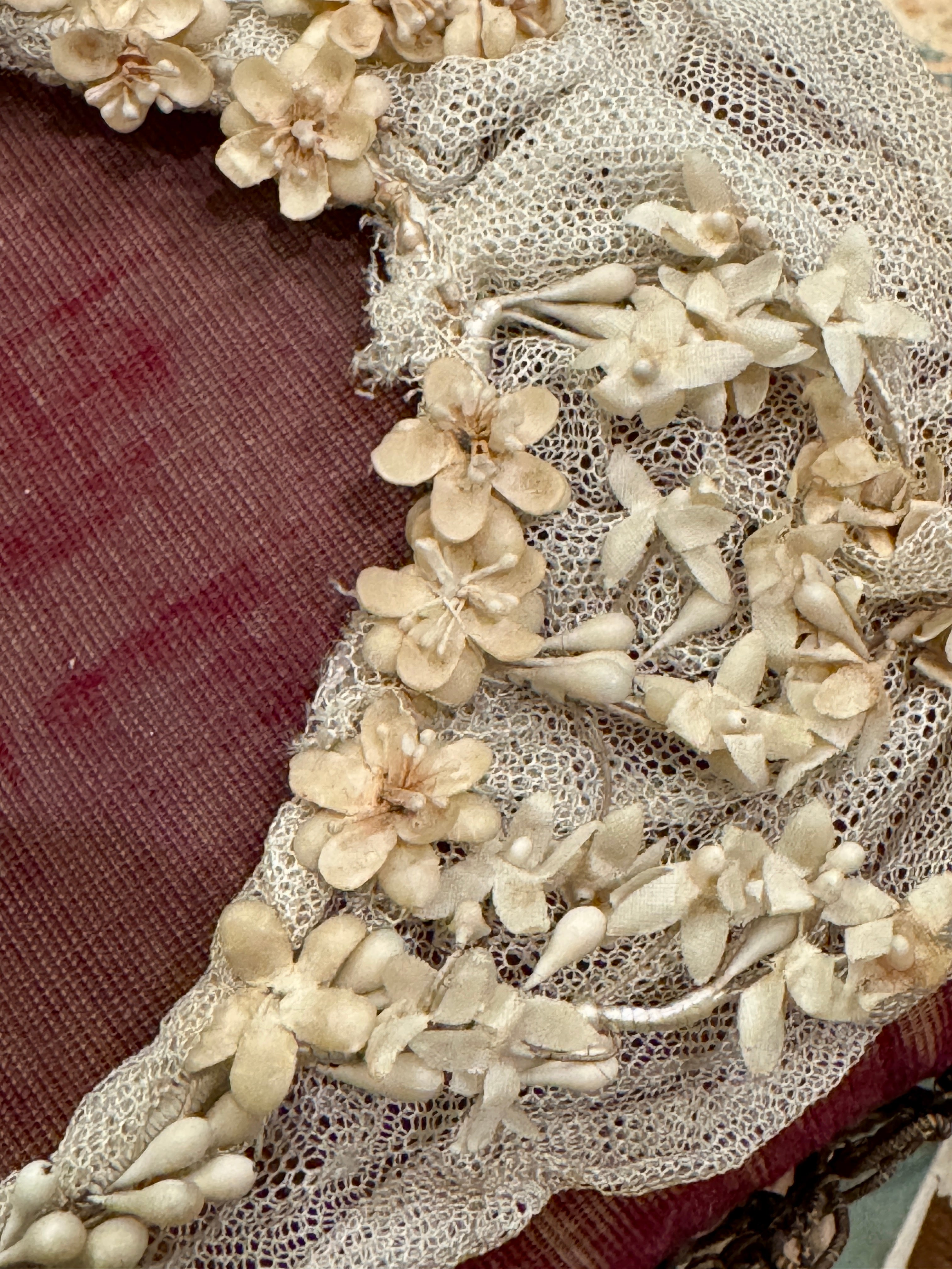 Antique Early 1800s French Tulle Wedding Crown or Hairpiece