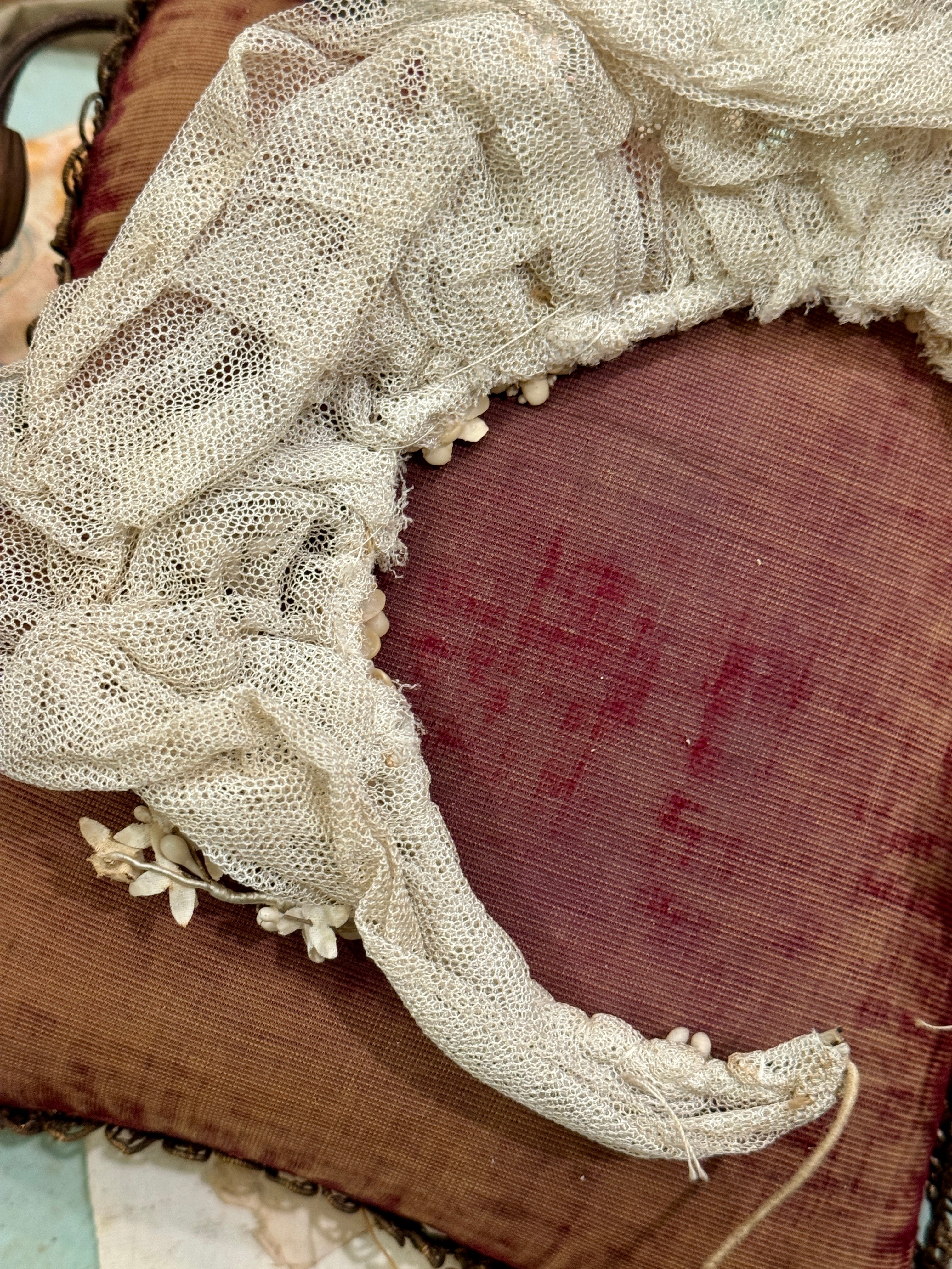 Antique Early 1800s French Tulle Wedding Crown or Hairpiece