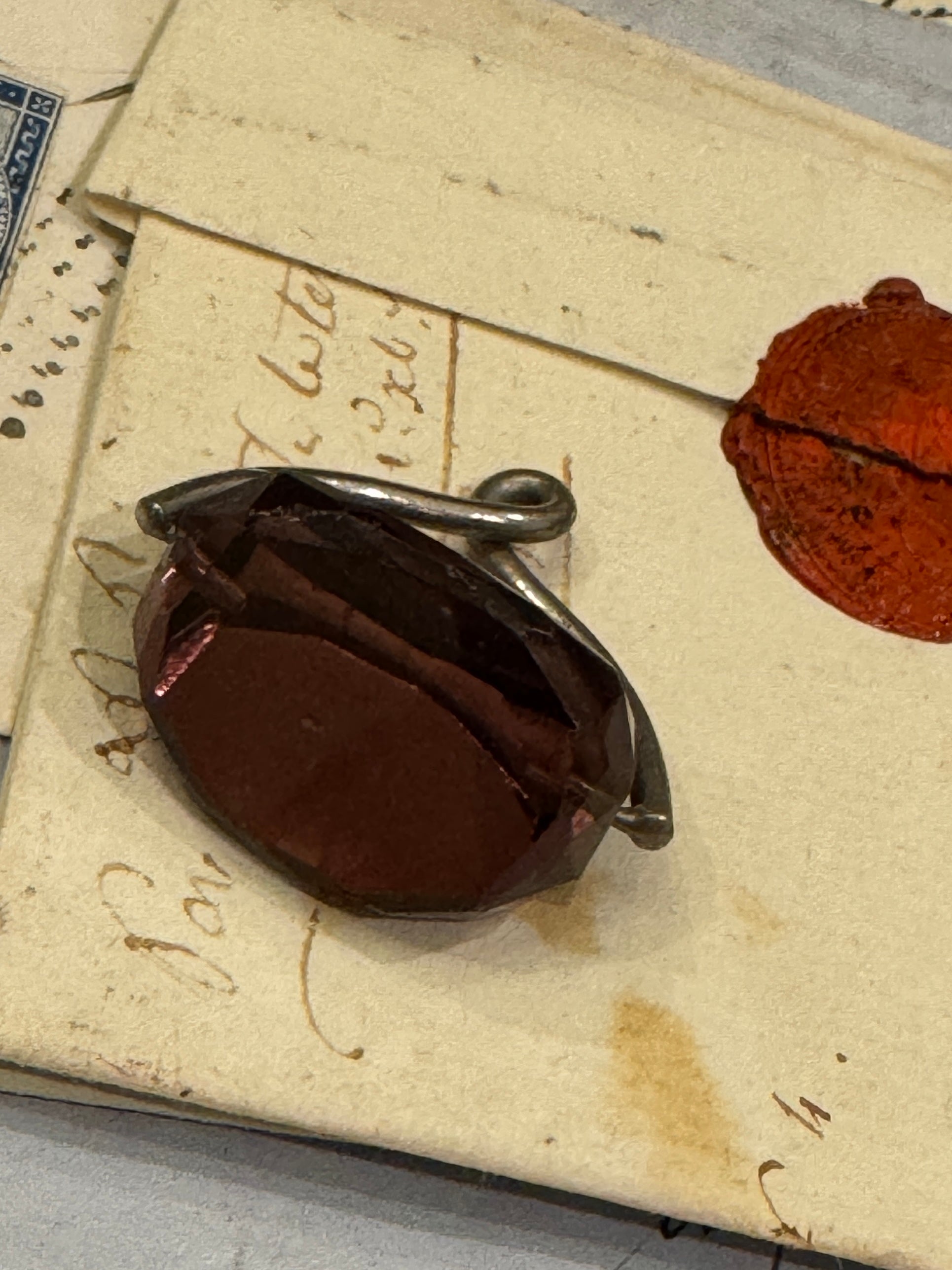 Antique Edwardian White Metal Spinning Fob Seal Pendant