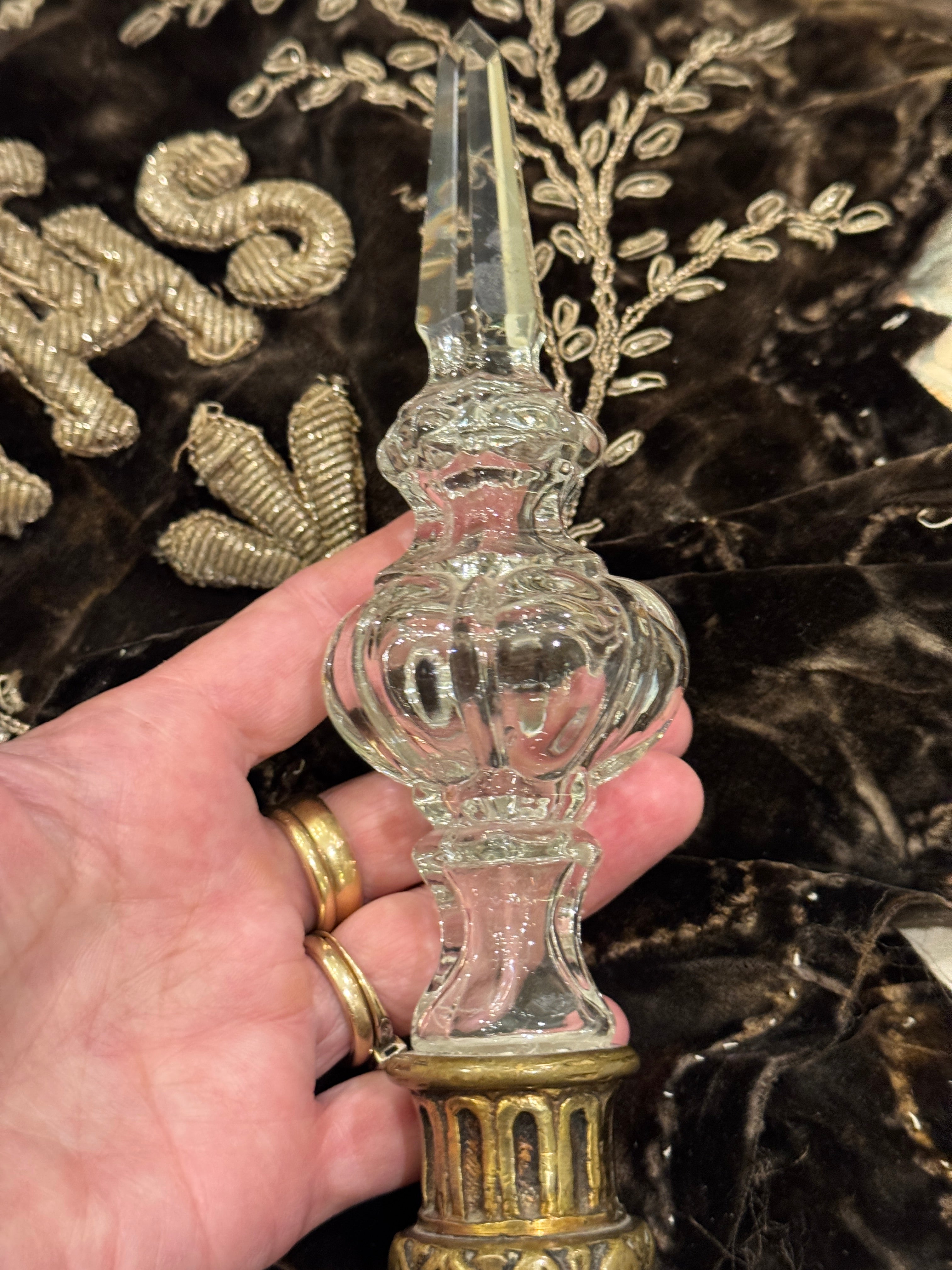 19th-CenturyFrench Crystal Poignard Finial
