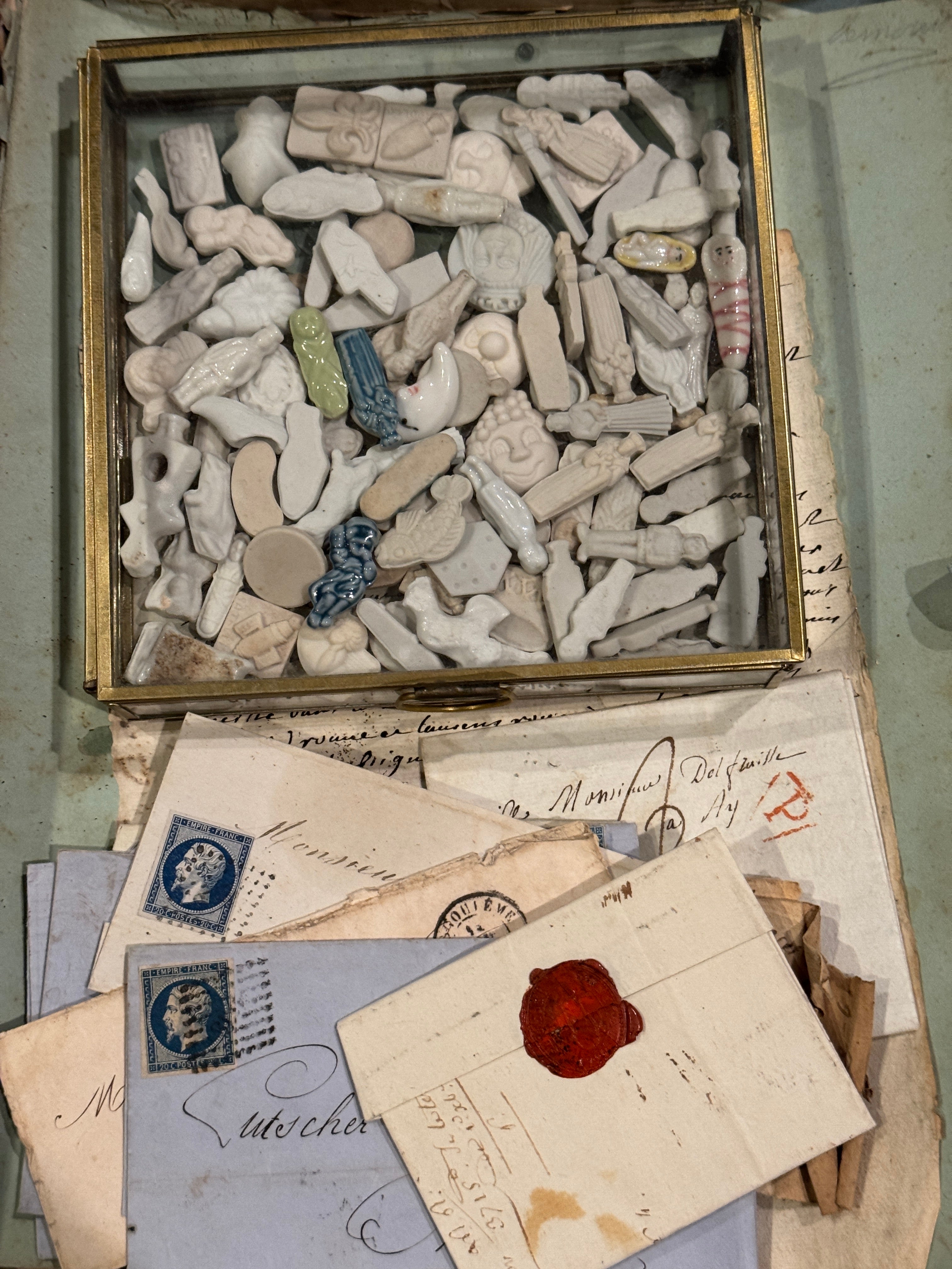 Small Brass Square Box with Glass Lid