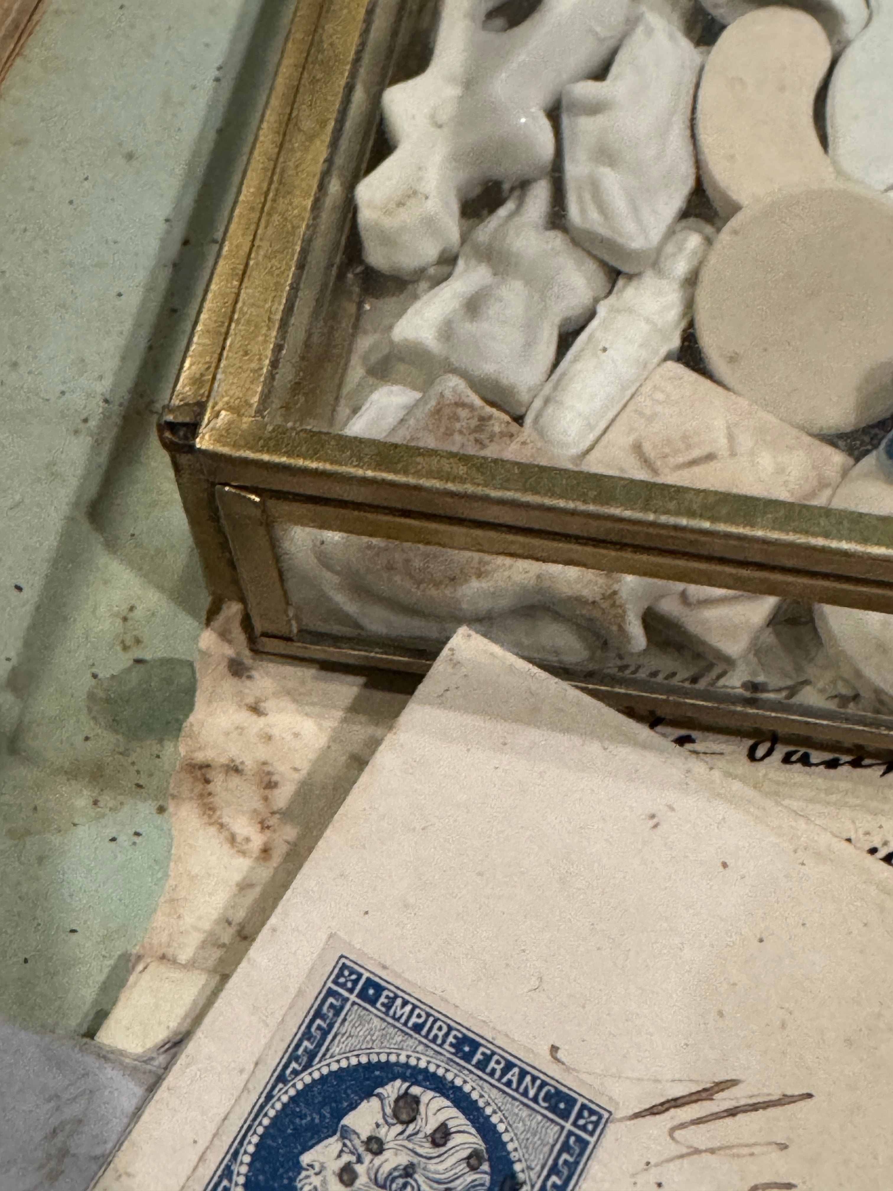 Small Brass Square Box with Glass Lid