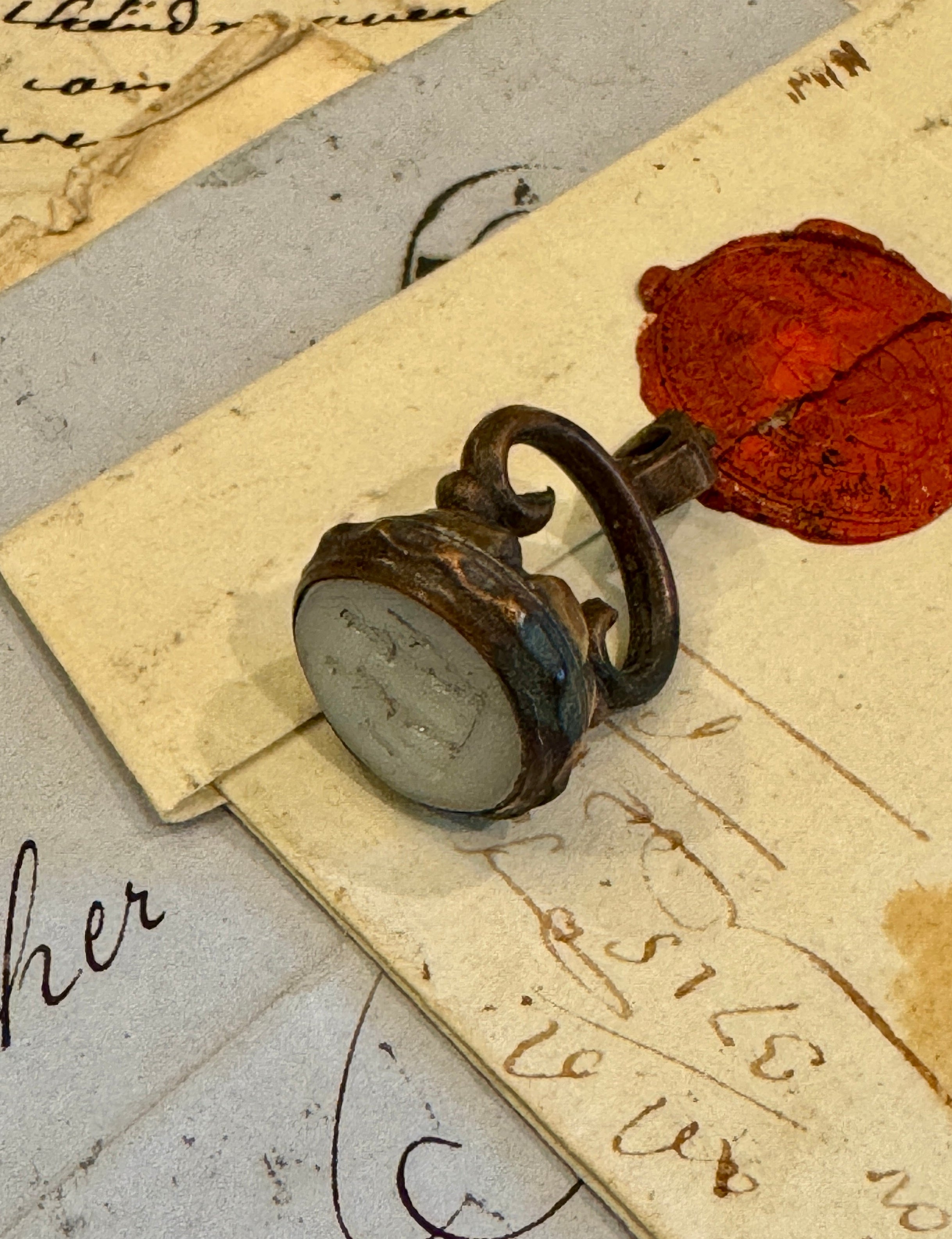 Antique Georgian Carved Intaglio Gentlemen with Walking Sticks