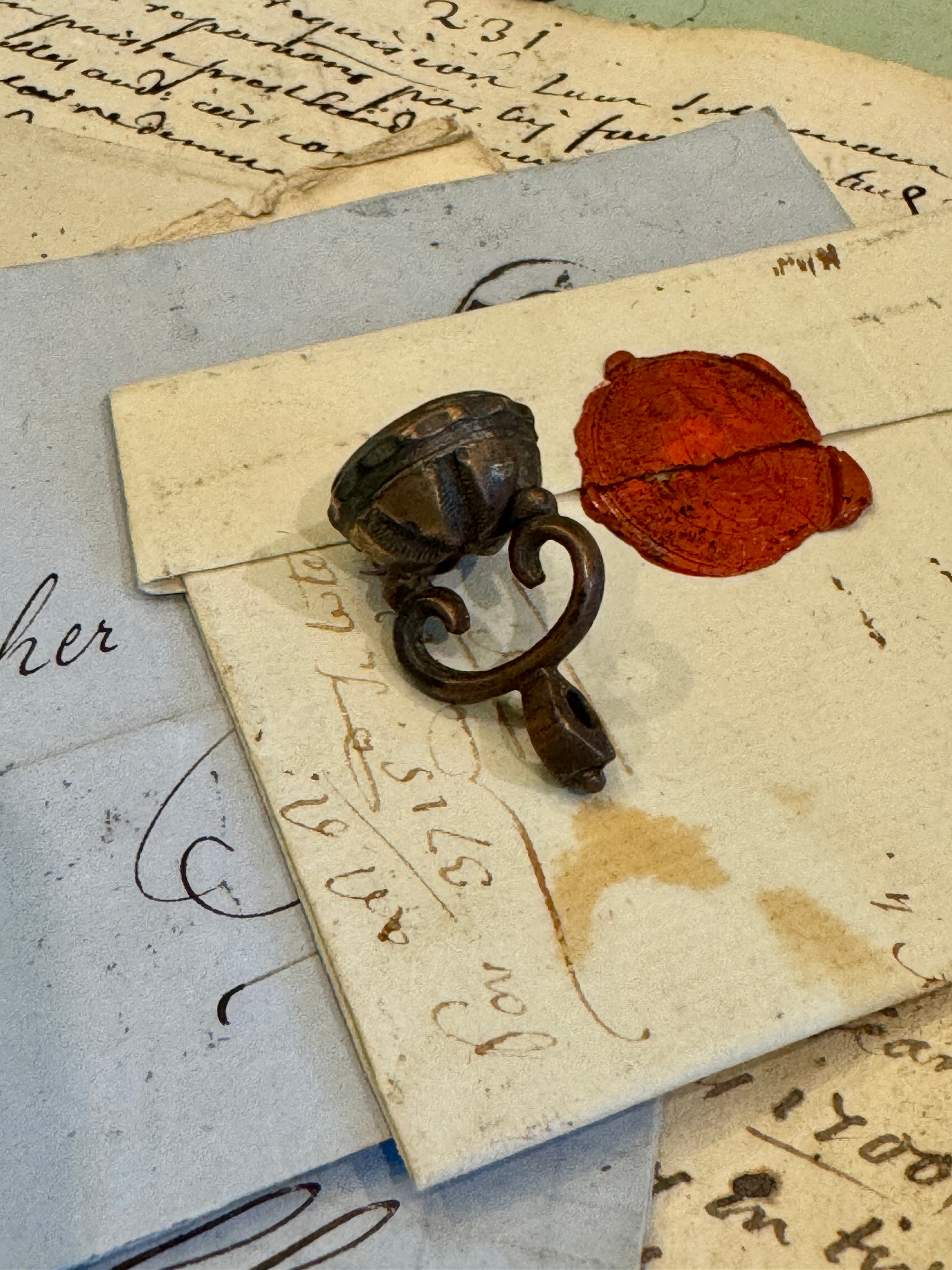 Antique Georgian Carved Intaglio Gentlemen with Walking Sticks