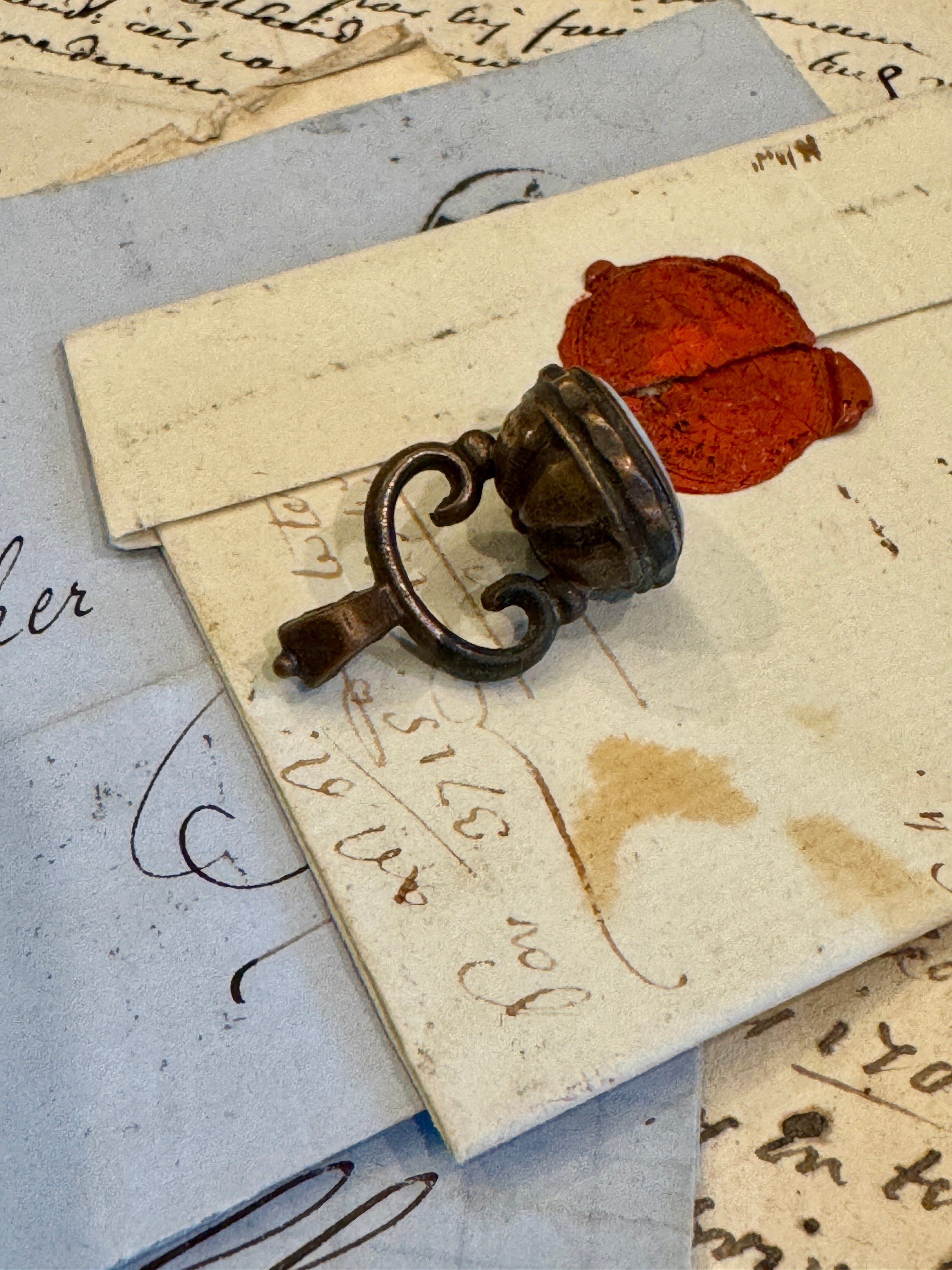 Antique Georgian Carved Intaglio Gentlemen with Walking Sticks