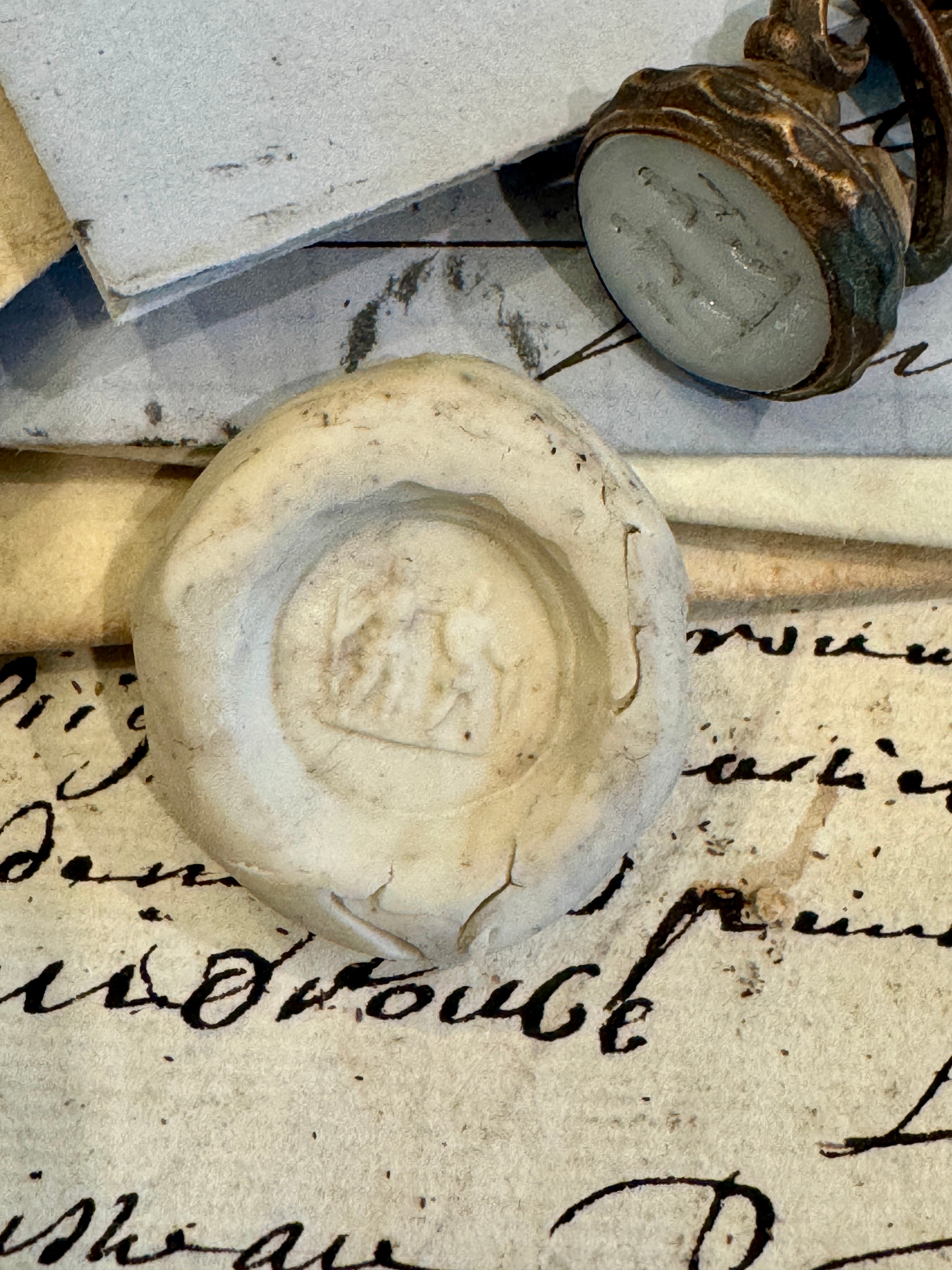 Antique Georgian Carved Intaglio Gentlemen with Walking Sticks