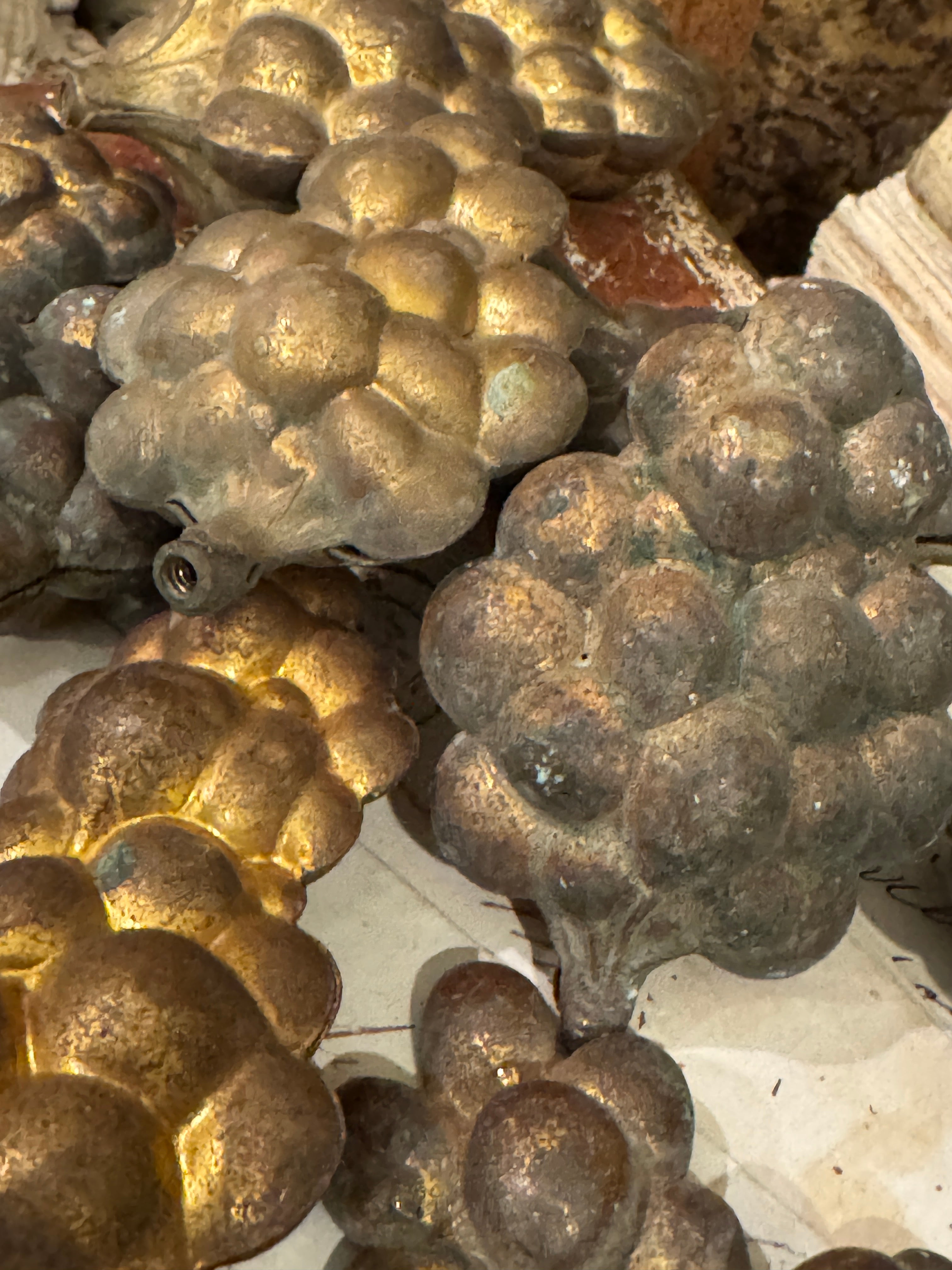 Beautiful Antique 1800s French Ormolu Grapes - Set/9