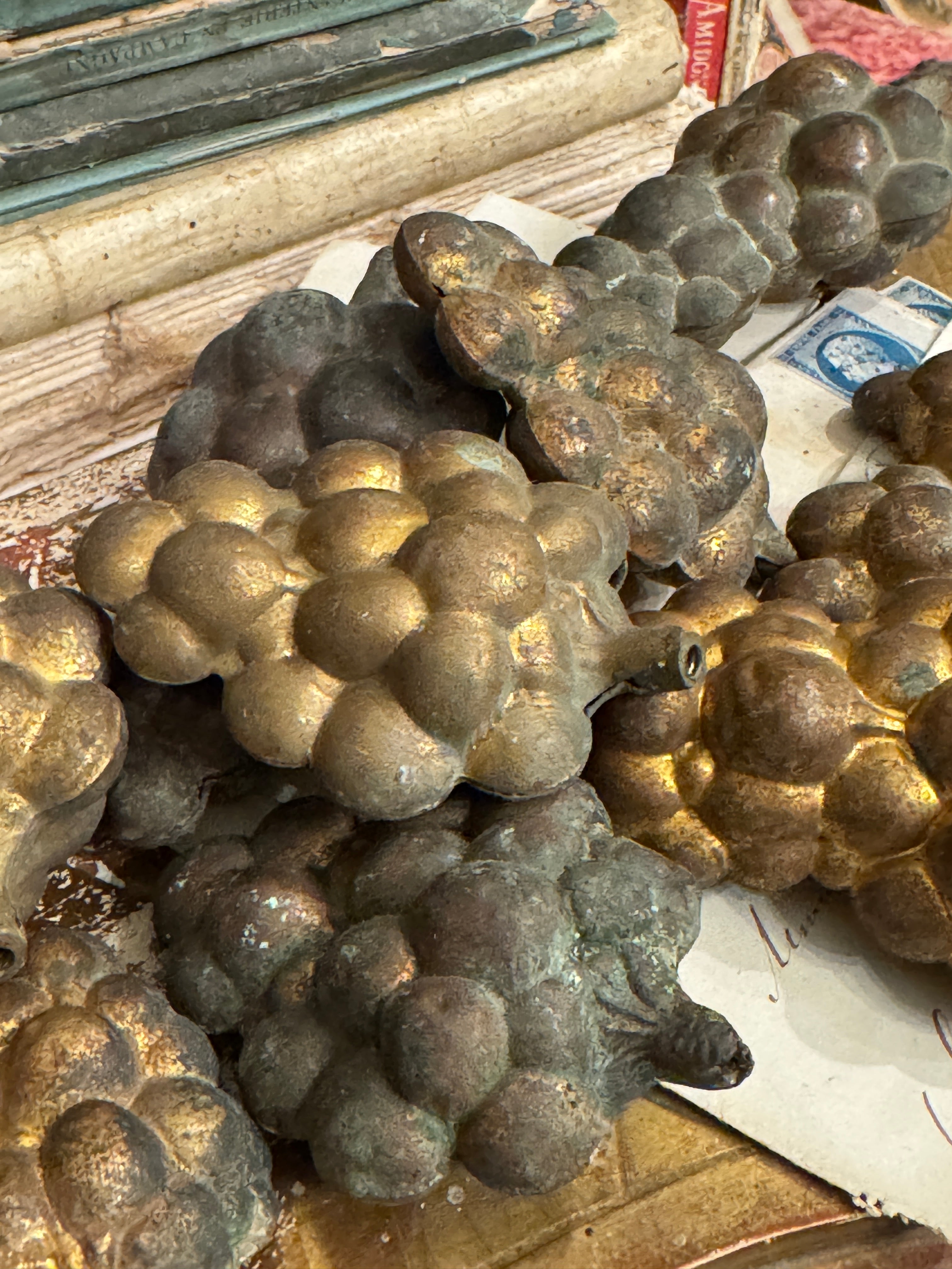 Beautiful Antique 1800s French Ormolu Grapes - Set/9