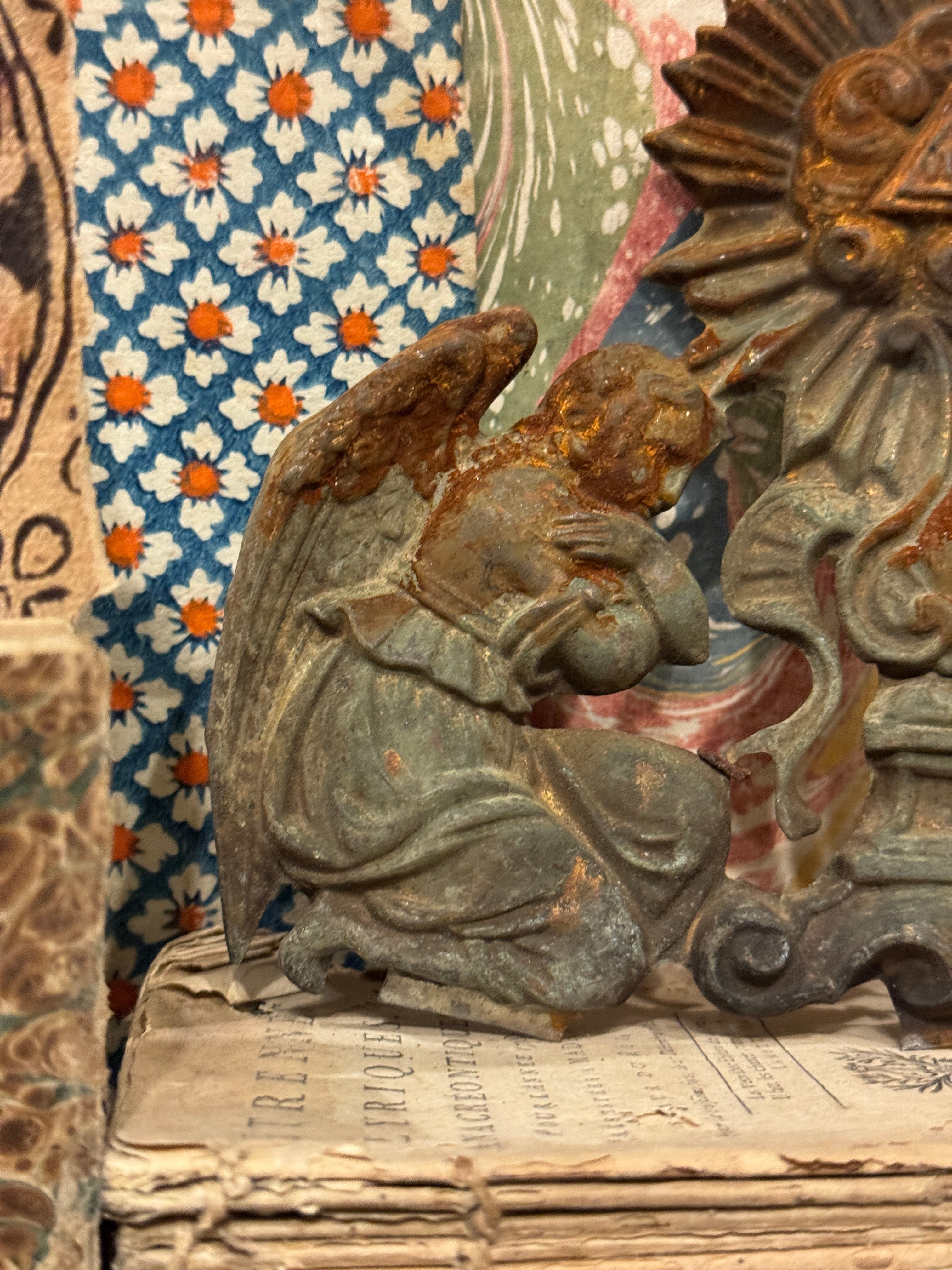 Antique French Repousse Tole Angels