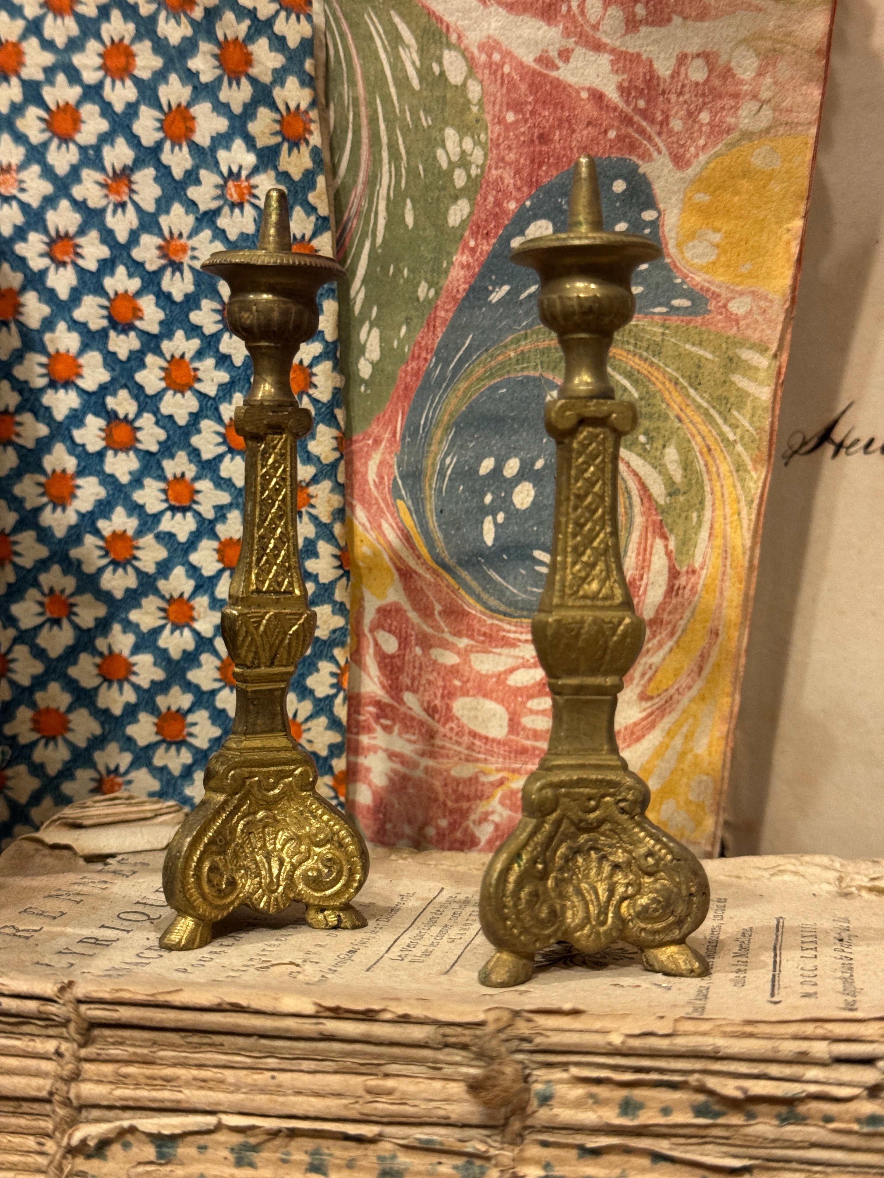 Rare Antique 1800s Miniature Candle Sticks