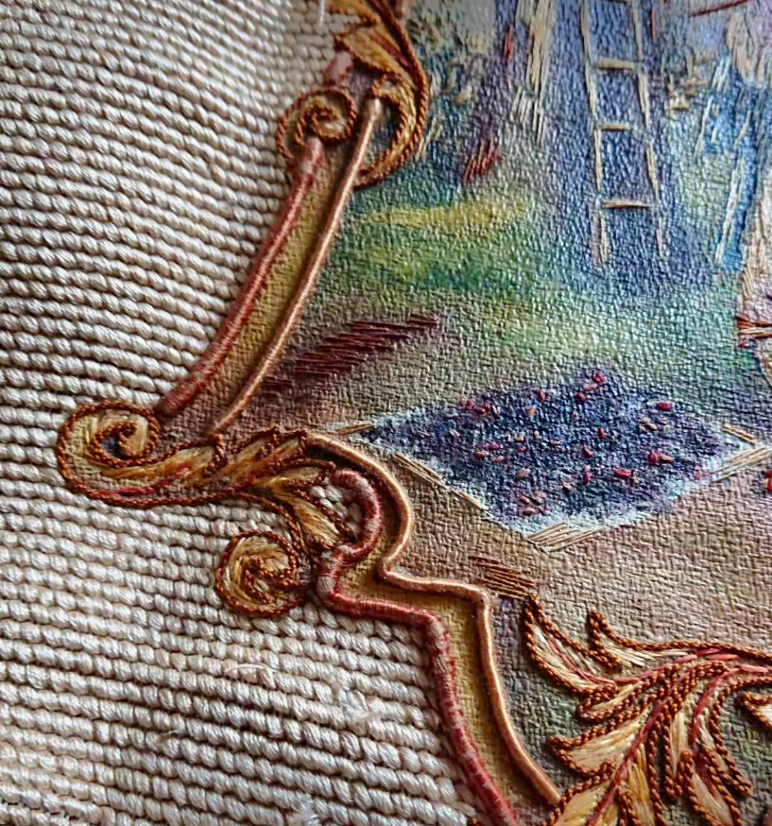 Antique French Early 19th-Century Embroidered Panel