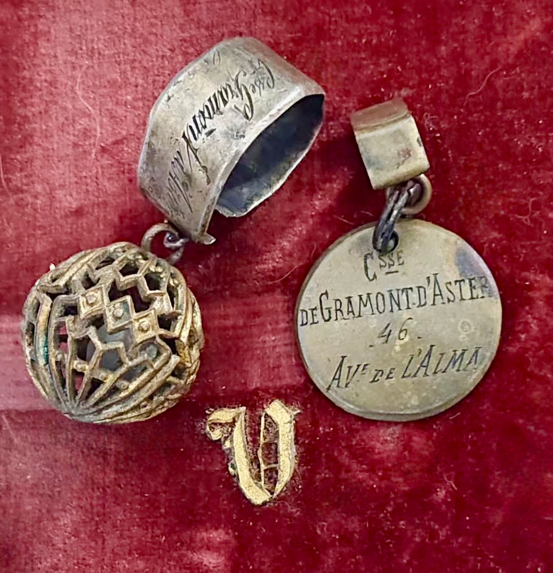 Antique French 1800s Engraved Tags