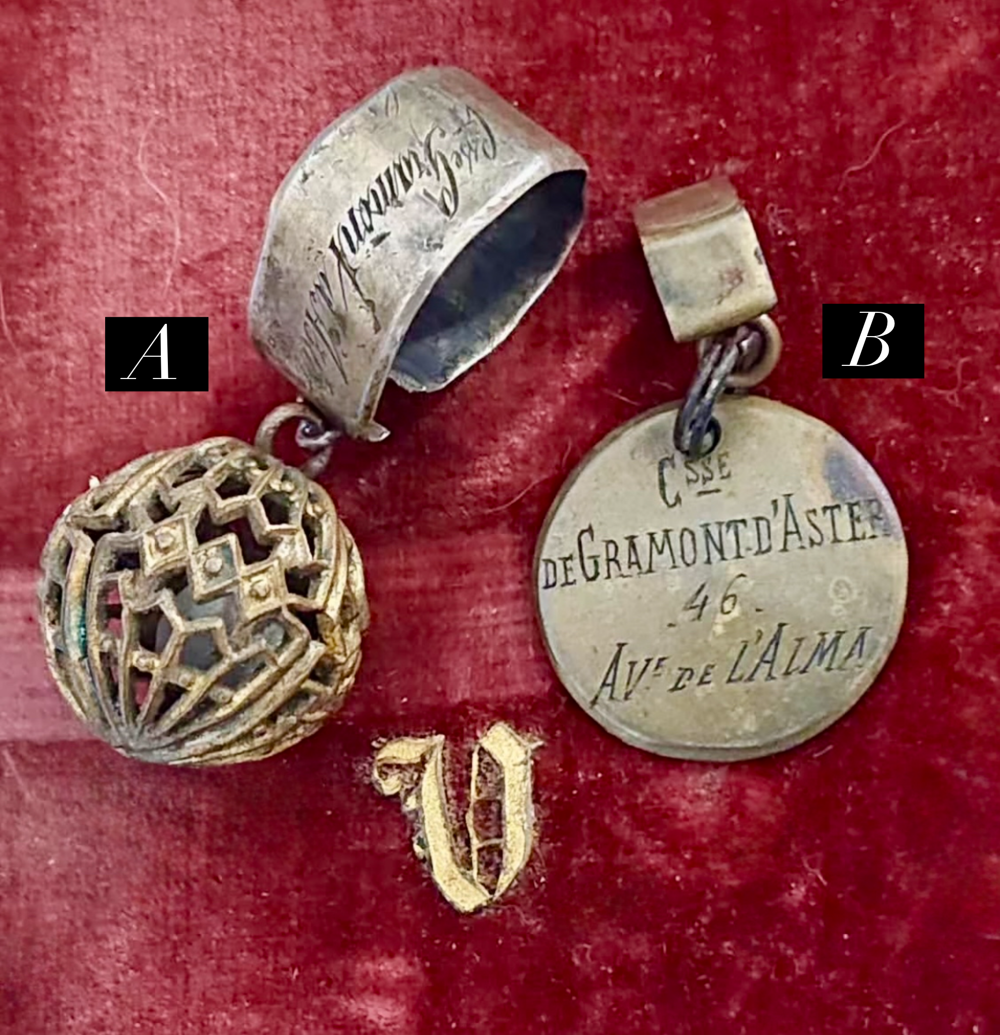 Antique French 1800s Engraved Tags