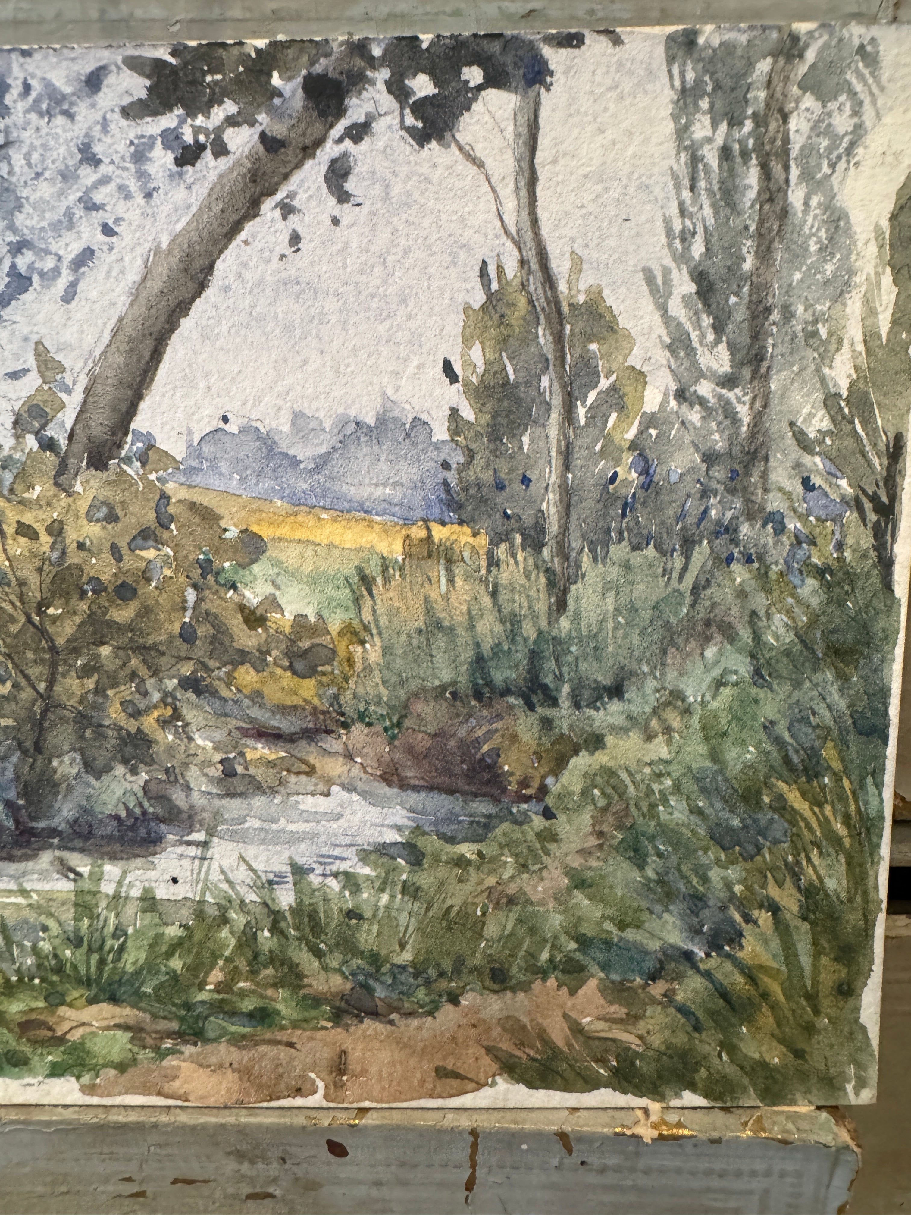 Antique Original 1800s French Watercolor