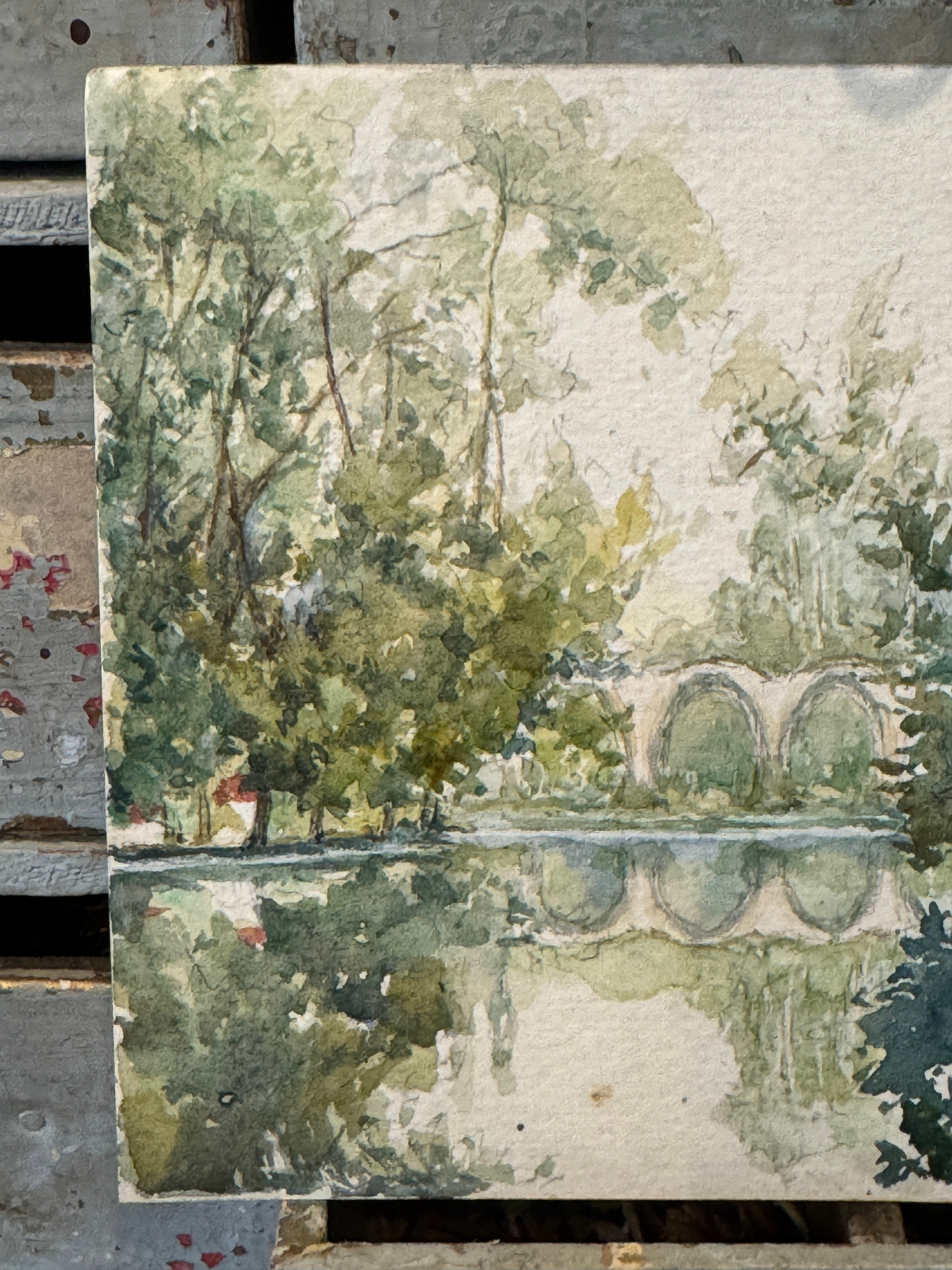 Antique Original 1800s French Watercolor