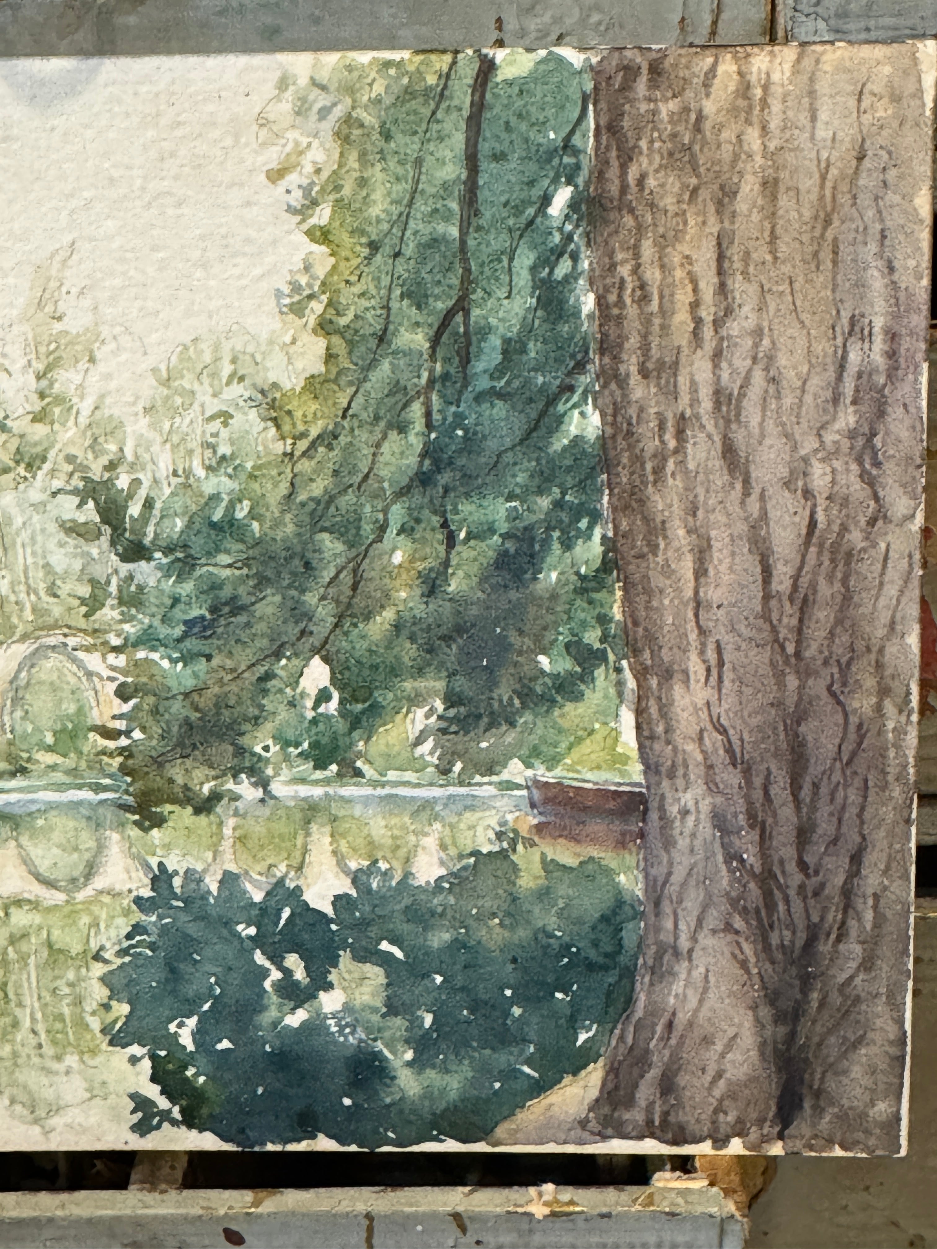 Antique Original 1800s French Watercolor