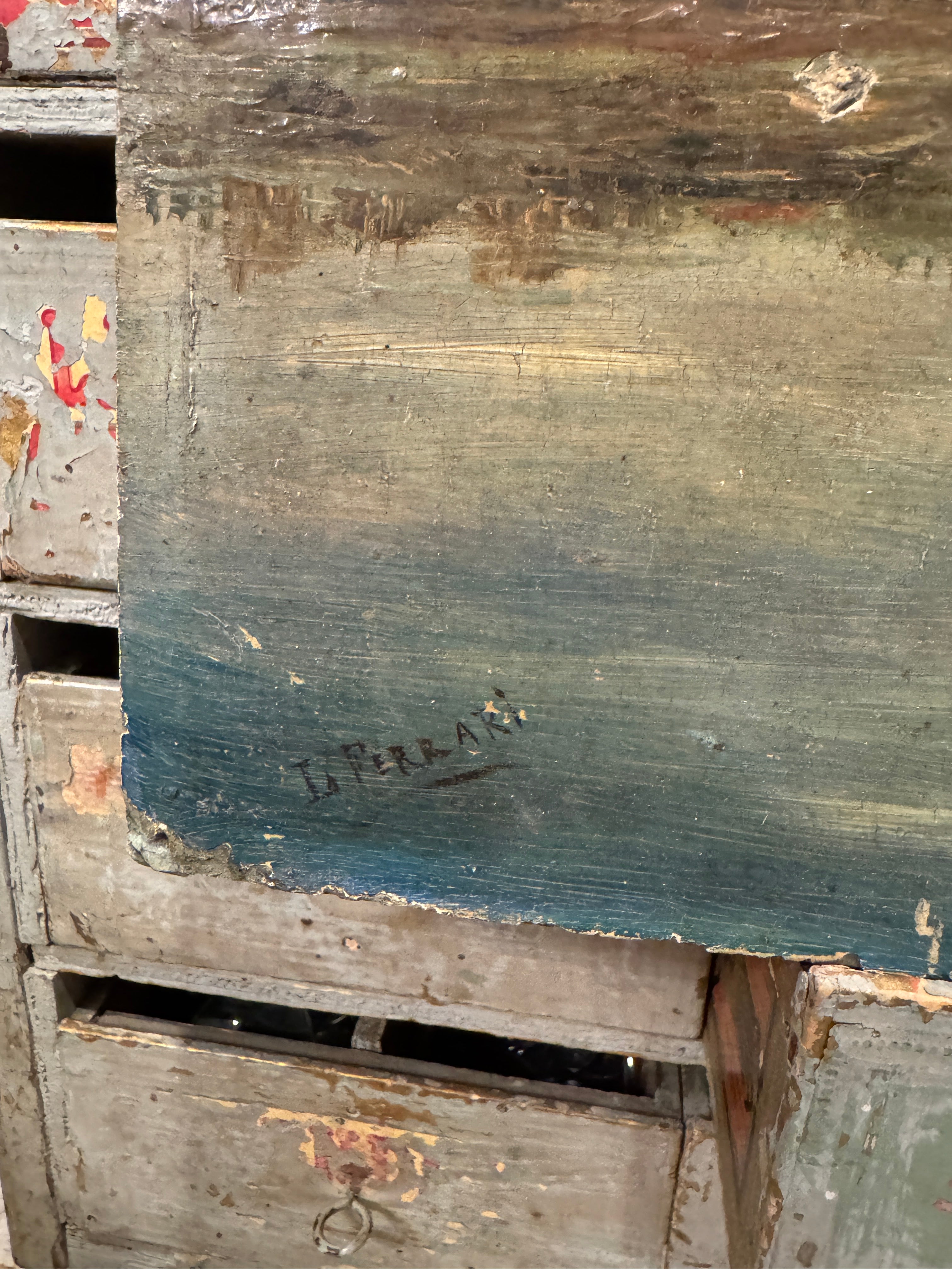 Original Antique French Sailing Oil Painting