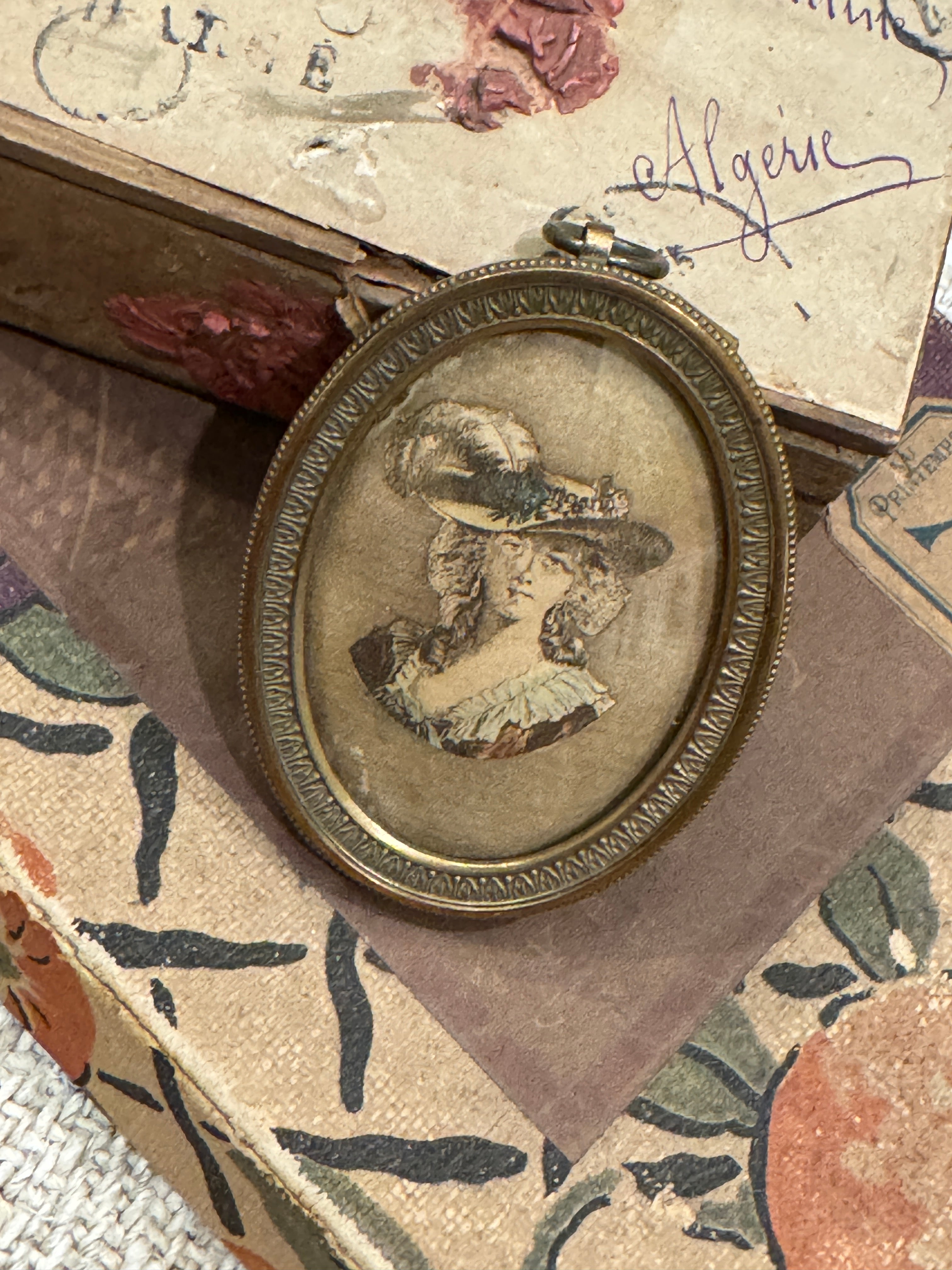 Antique French 1800s Portrait Picture