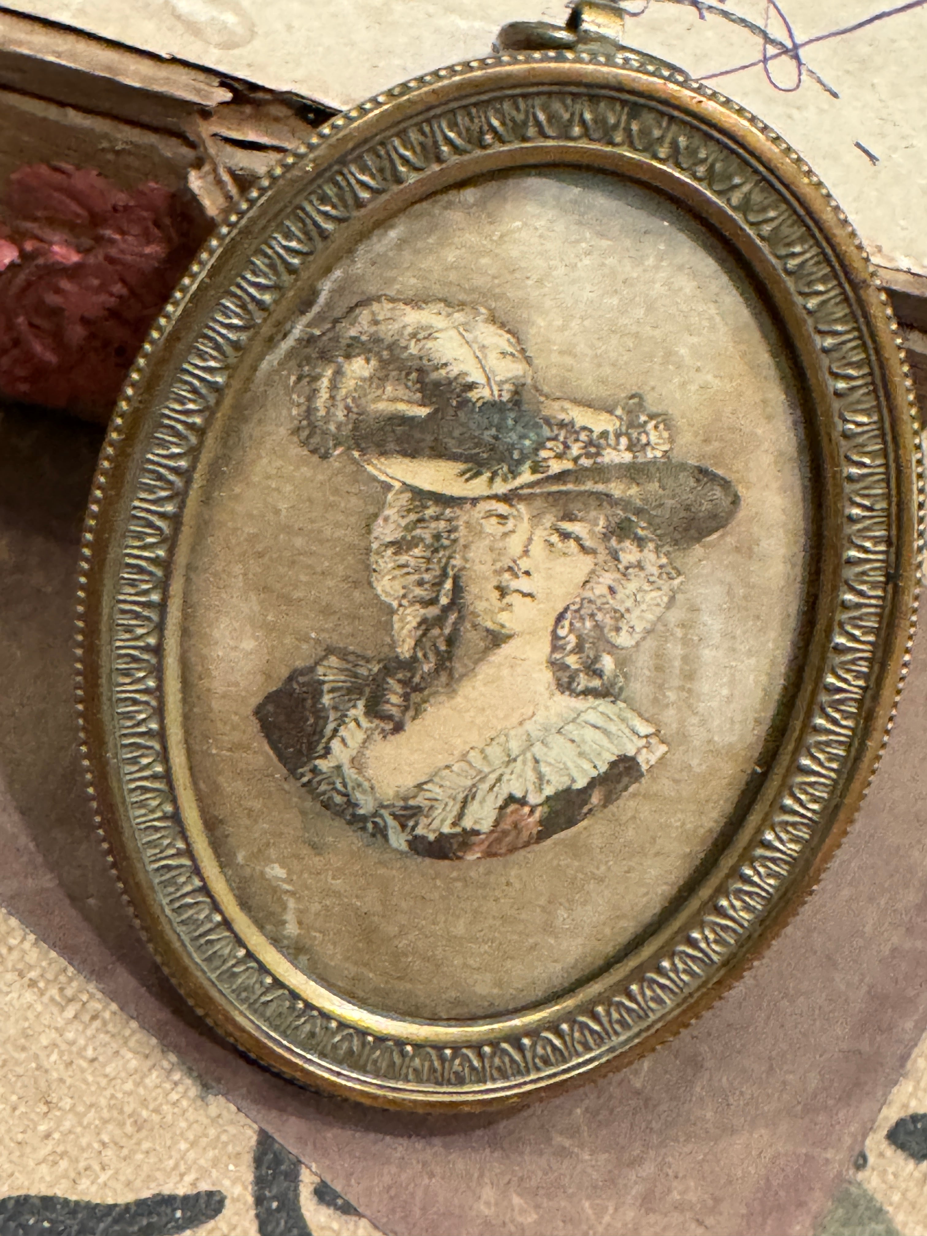 Antique French 1800s Portrait Picture