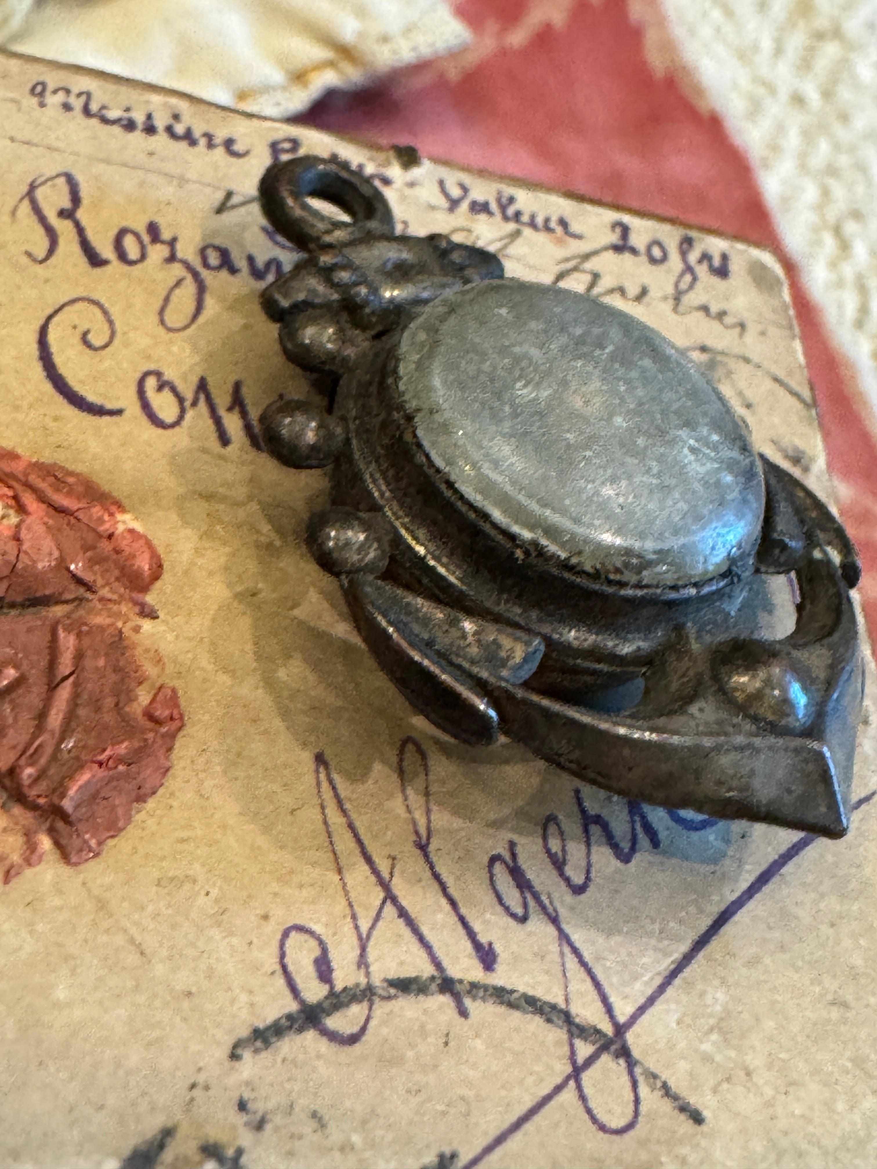 Antique French Anchor and Compass Pendant