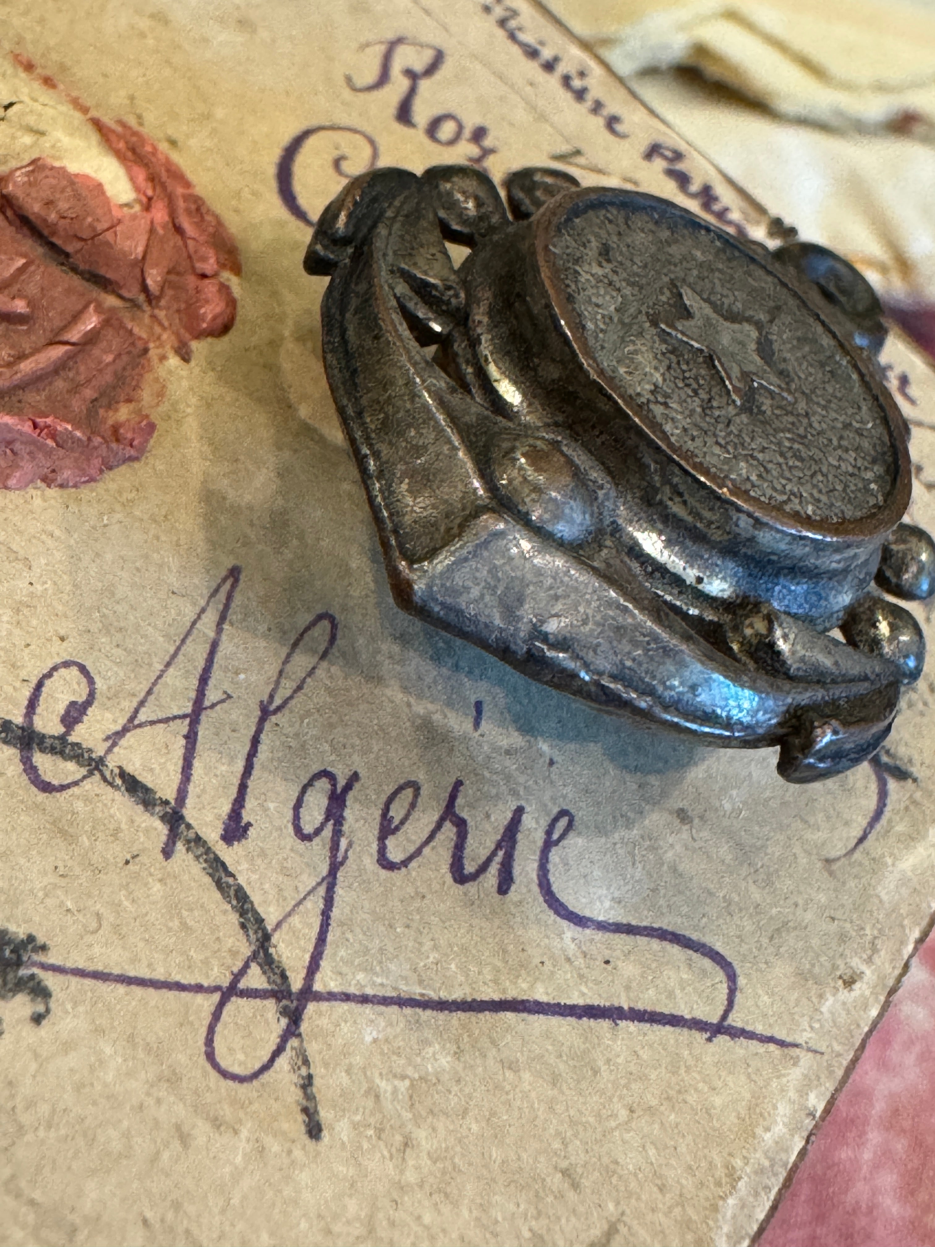 Antique French Anchor and Compass Pendant