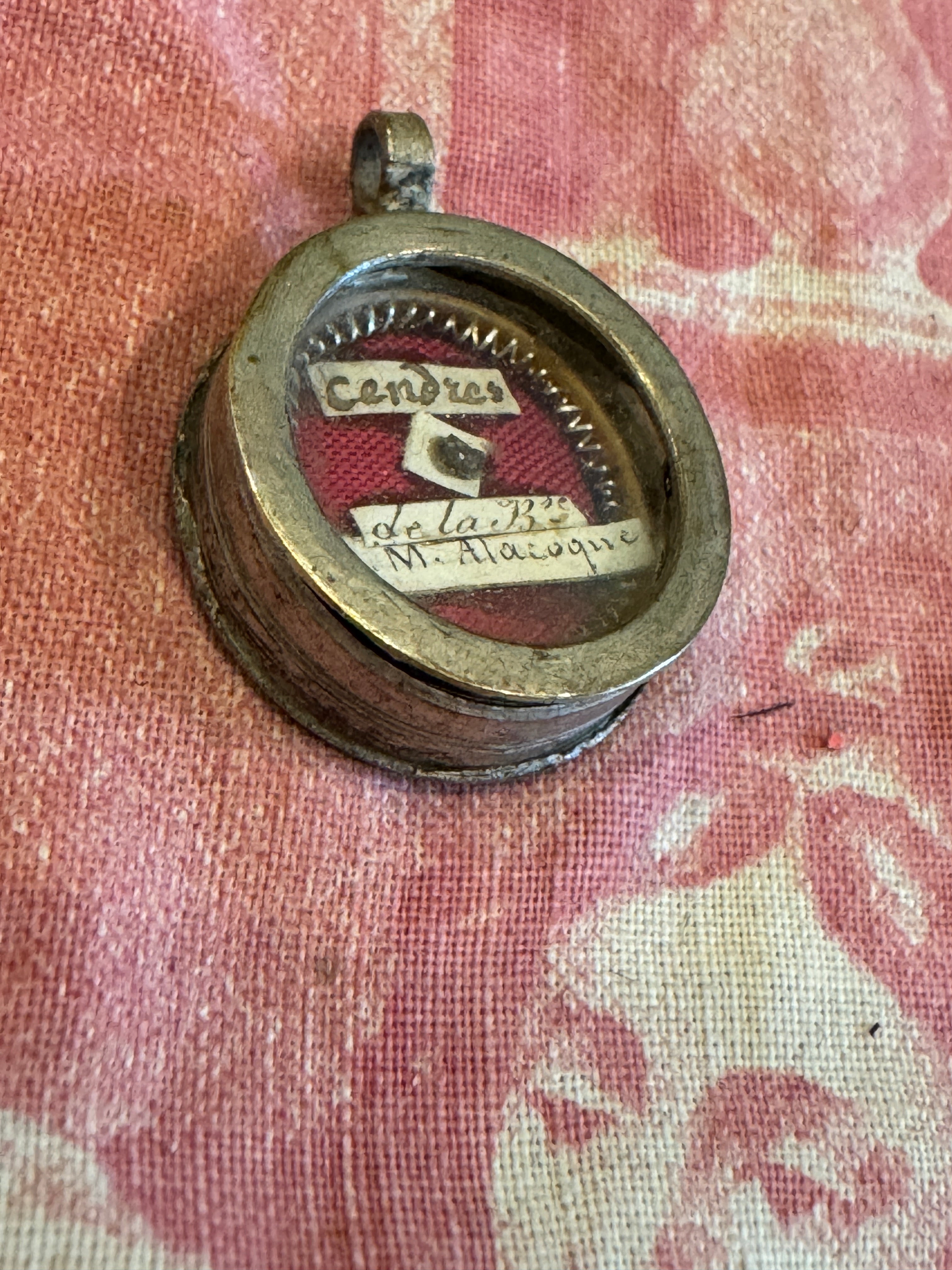 RESERVED - AMY Antique 1800s French Round Reliquary